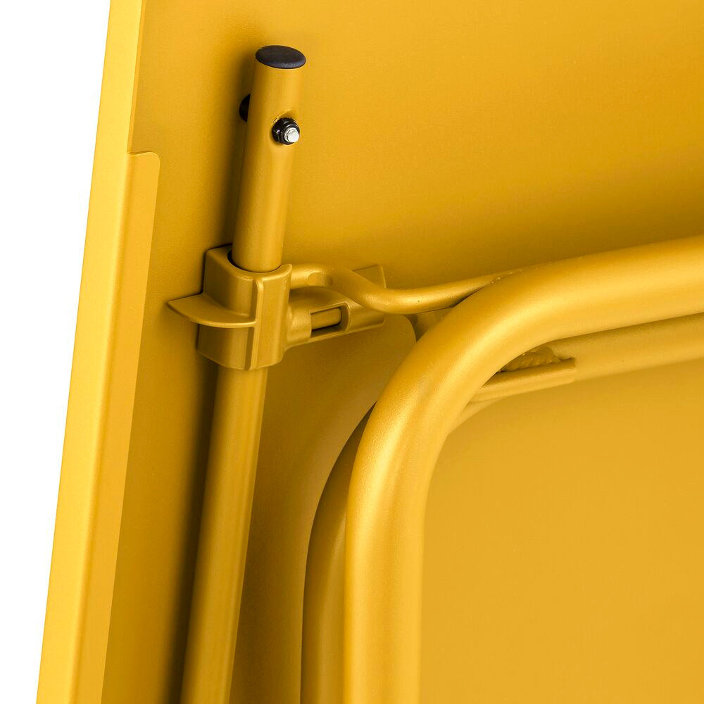 Gelber Lafuma Klapptisch Balcony mit rechteckiger Stahlplatte und Colorblock-Gestell