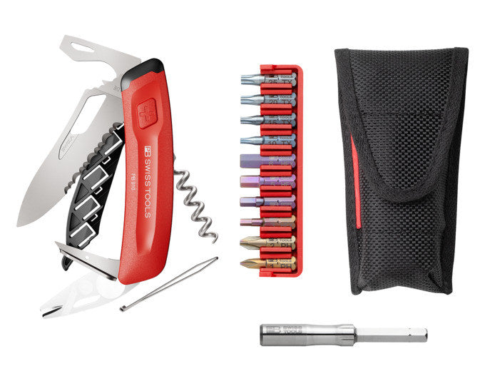 Rotes Taschenmesser NexusXplore von PB Swiss Tools mit Bits und Etui