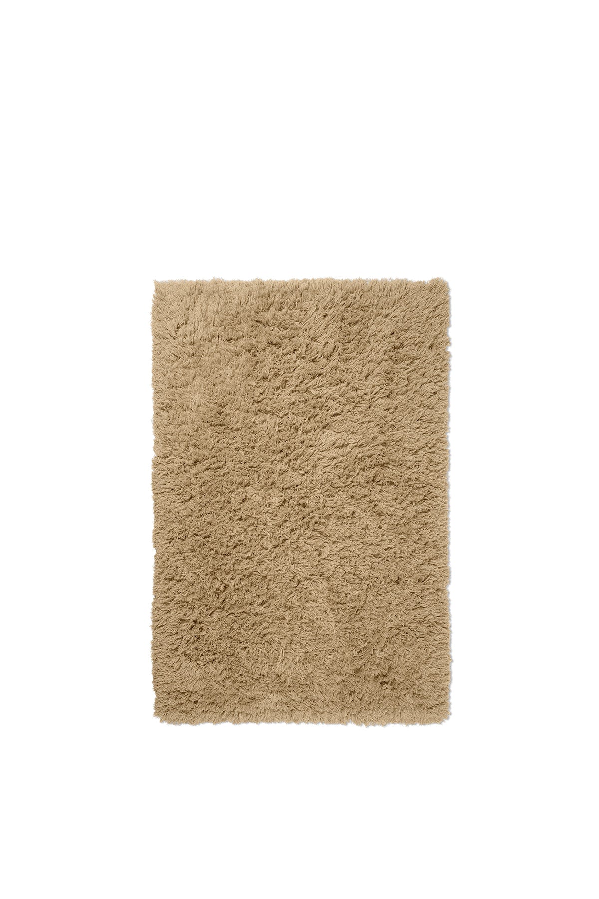 Meadow Hochflorteppich von Ferm Living in Sand, hoher Flor aus neuseeländischer Wolle, Rückseite aus Baumwolle, rechteckige Form.