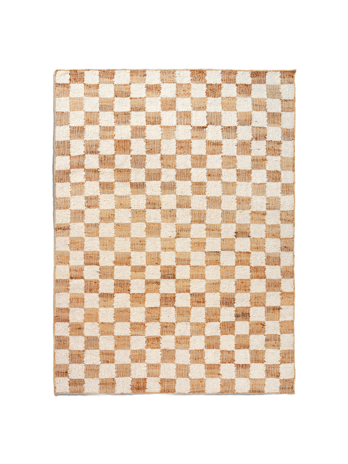 Teppich Check Wool Jute von Ferm Living in Offwhite/Natur mit Karomuster, aus Wolle, Jute und Baumwolle gefertigt, rechteckige Form