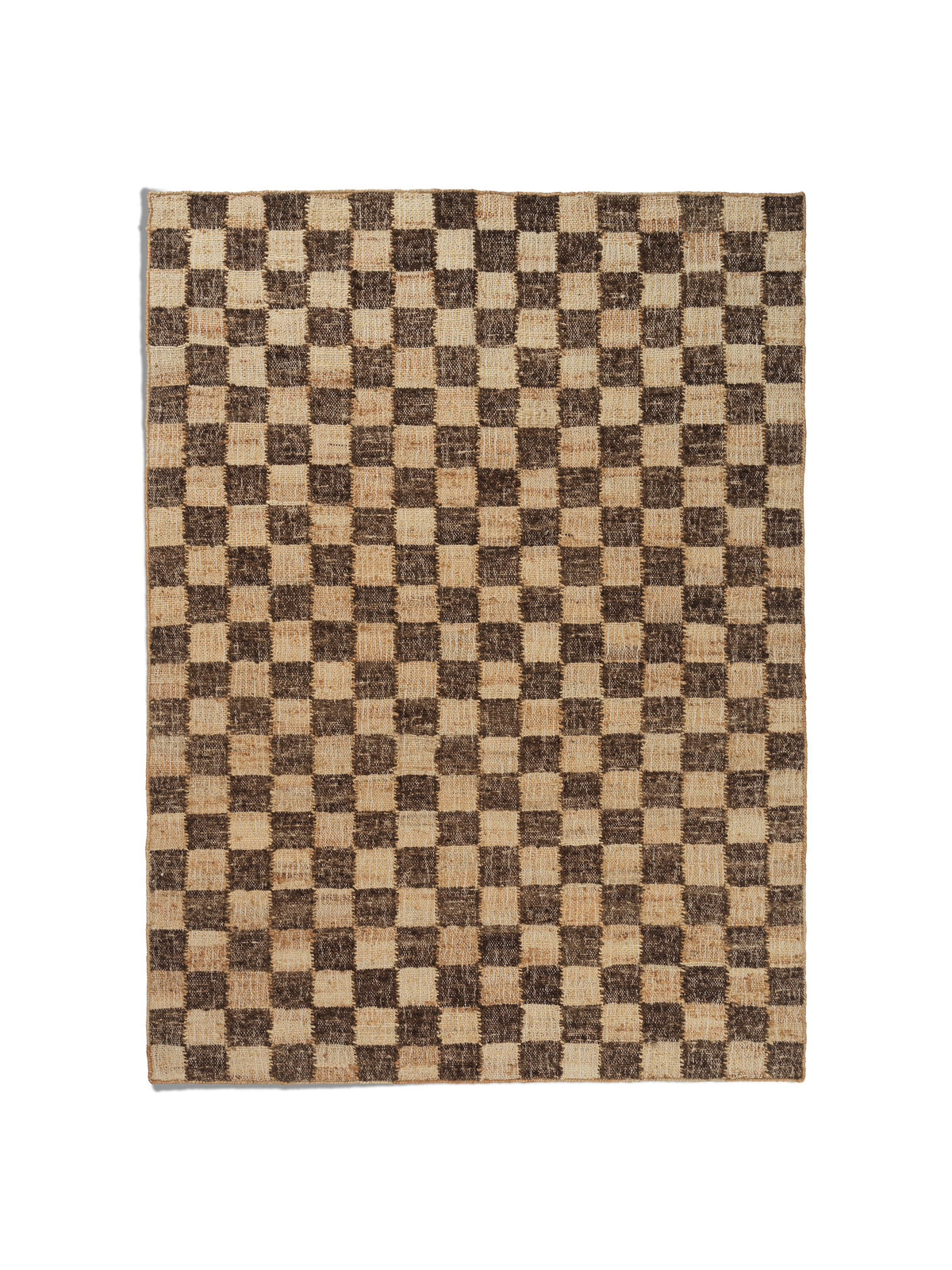 Teppich Check Wool Jute von Ferm Living in Offwhite/Natur mit Karomuster, aus Wolle, Jute und Baumwolle gefertigt, rechteckige Form