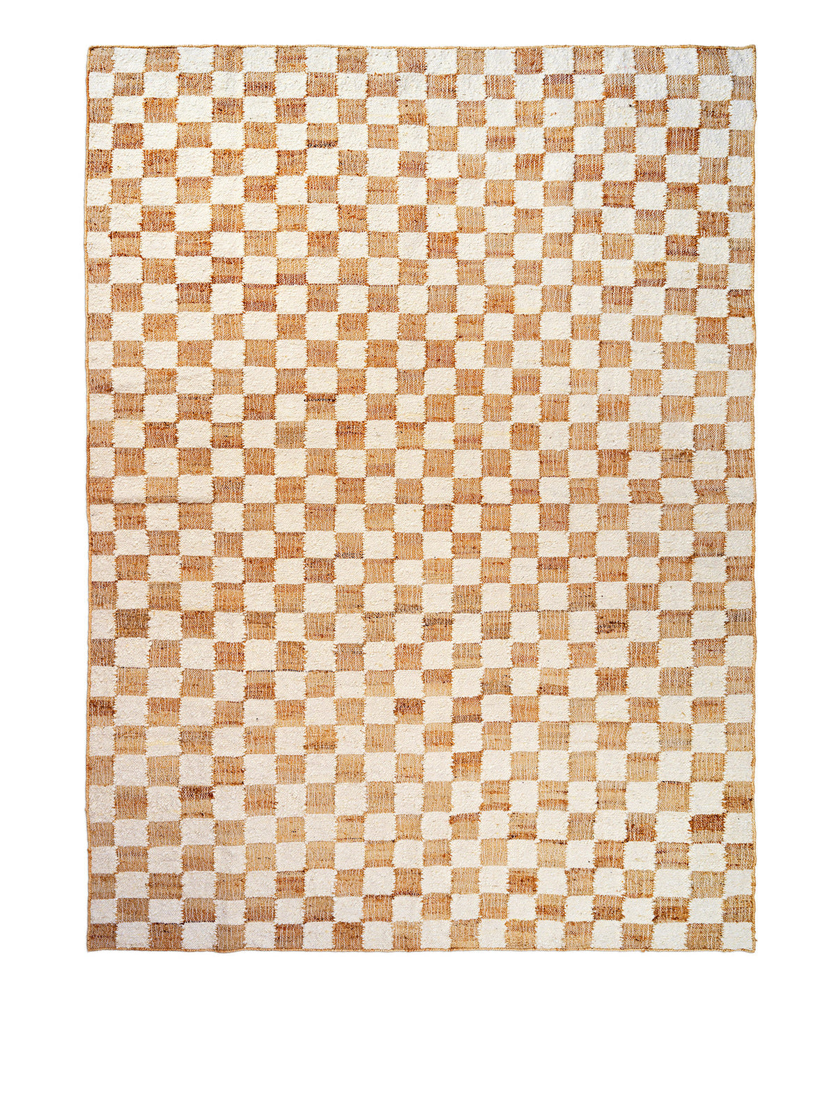 Teppich Check Wool Jute von Ferm Living in Offwhite/Natur mit Karomuster, aus Wolle, Jute und Baumwolle gefertigt, rechteckige Form