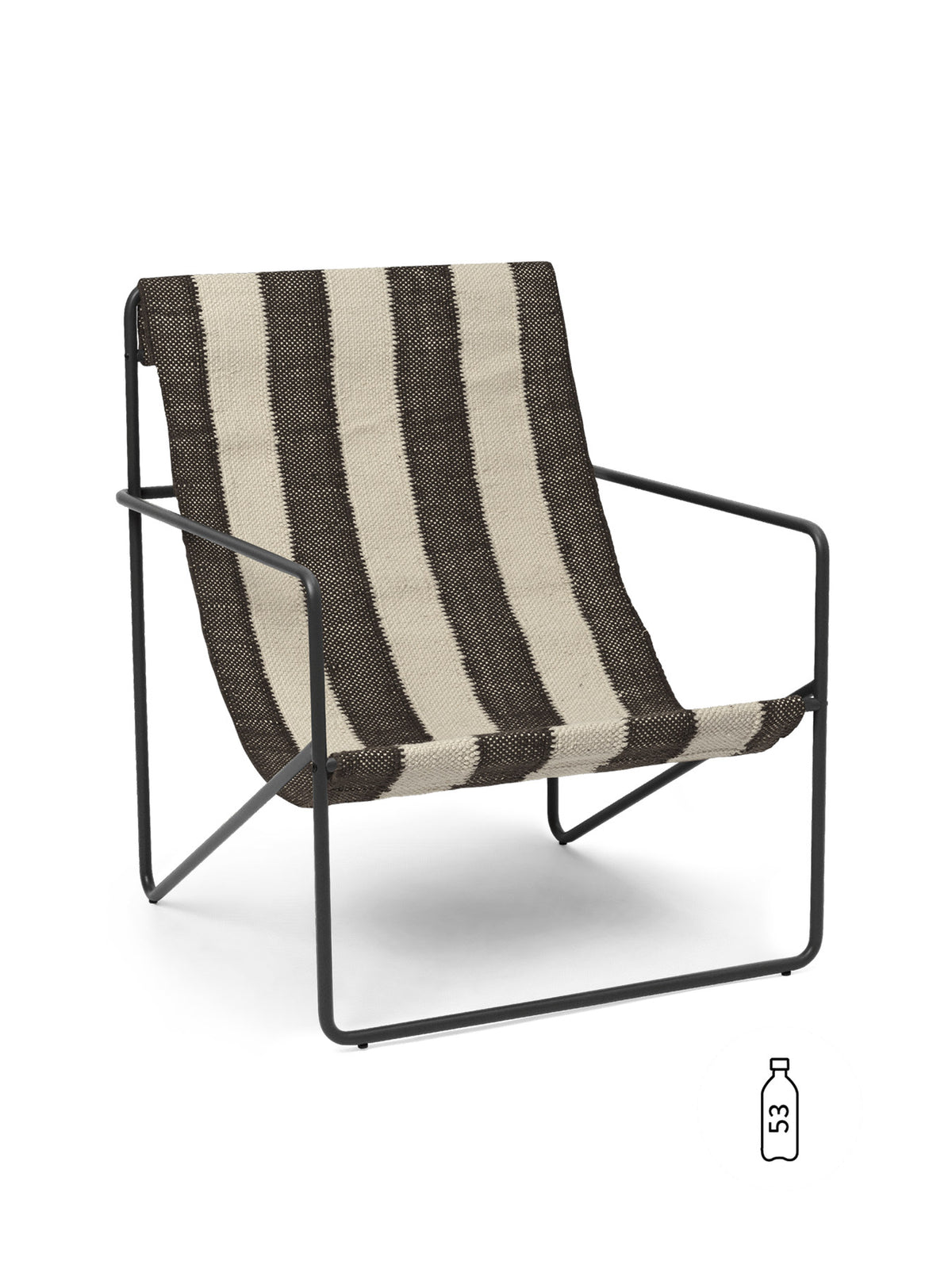 Desert Lounge Chair in Black/Offwhite/Chocolate präsentiert im Onlineshop von KAQTU Design AG. Outdoor-Sessel mit Armlehnen ist von Ferm Living