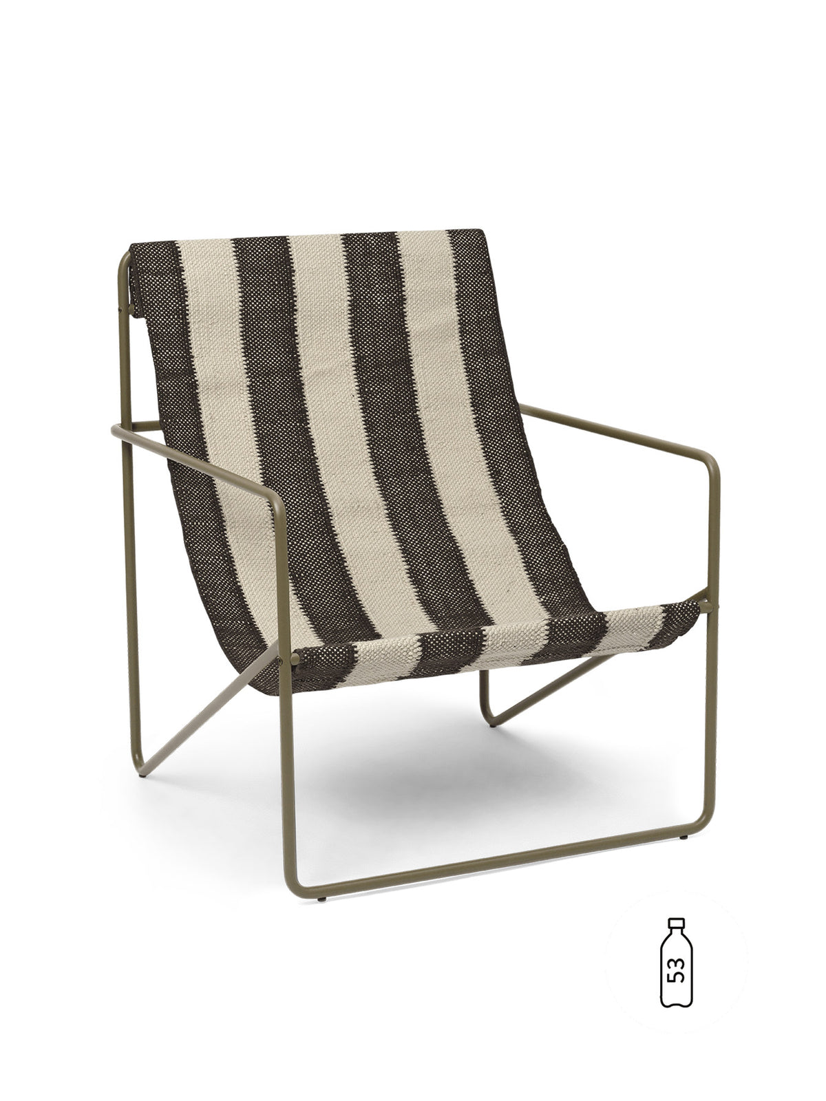 Desert Lounge Chair in Olive/Offwhite/Chocolate präsentiert im Onlineshop von KAQTU Design AG. Outdoor-Sessel mit Armlehnen ist von Ferm Living
