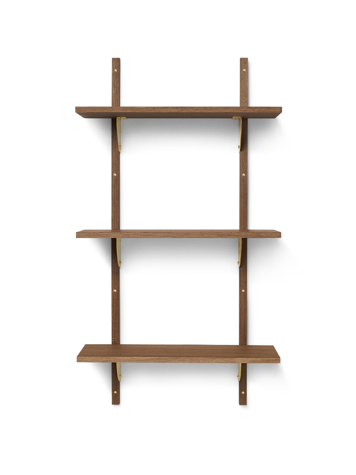 Sector Regal Triple/Narrow in Smoked Oak/Brass präsentiert im Onlineshop von KAQTU Design AG. Wandregal ist von Ferm Living