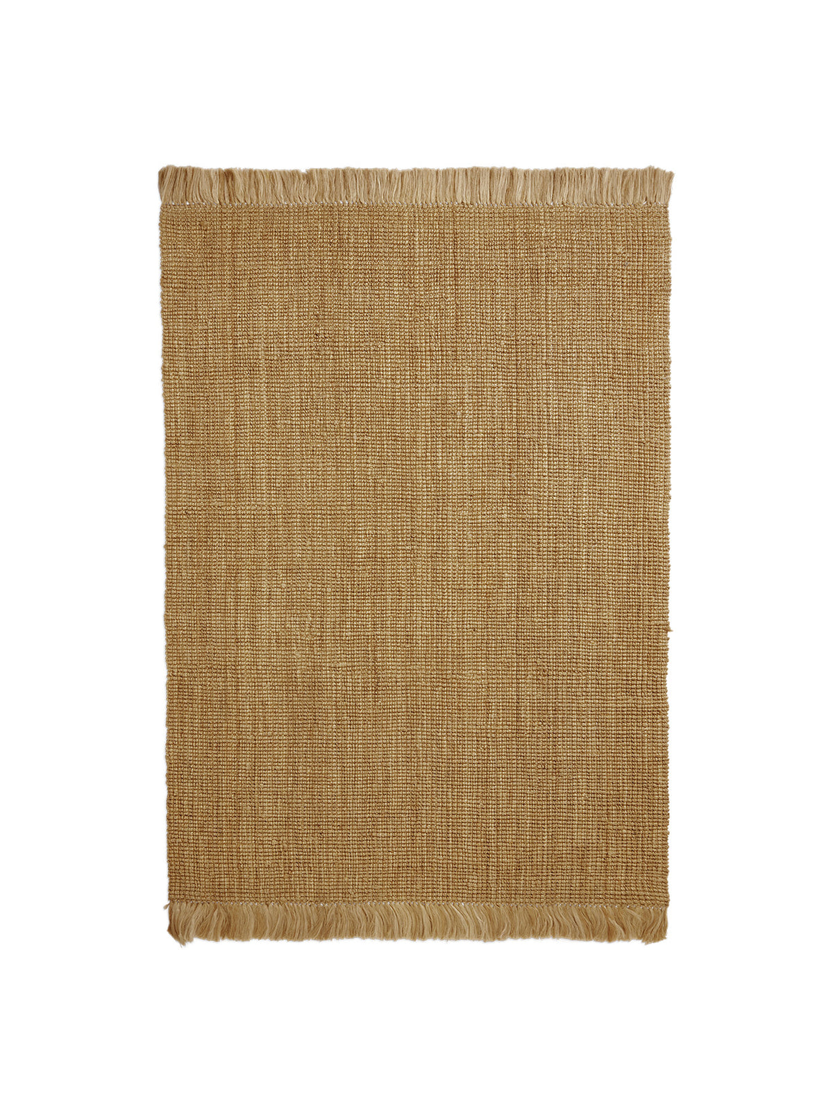 Athens Teppich von Ferm Living aus 100% Jute in Natur, handgewebt mit sichtbarer Struktur und vollen Fransen, rechteckige Form