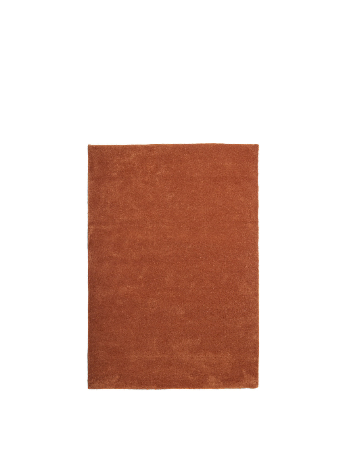 Rechteckiger Stille Tufted-Teppich von Ferm Living in Dunkel Pecan, Vorderseite aus getufteter Wolle, Rückseite aus Baumwolle.
