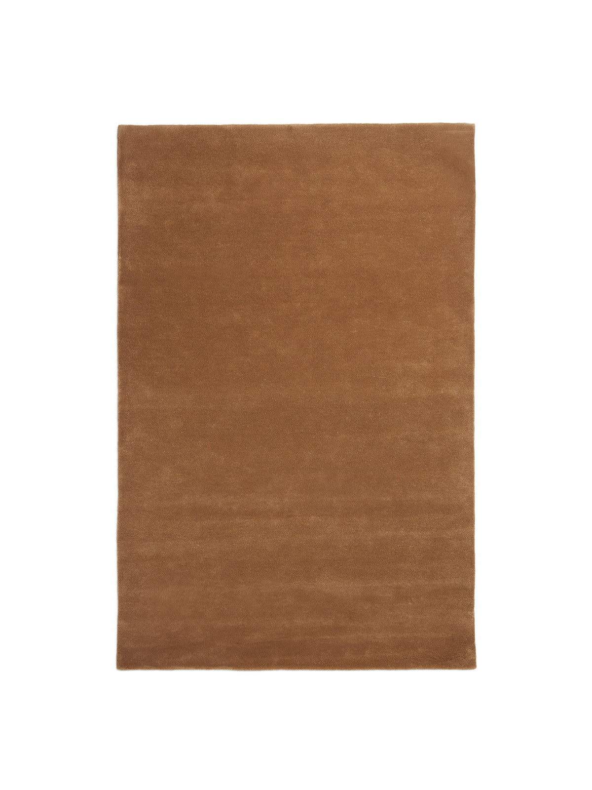 Rechteckiger Stille Tufted-Teppich von Ferm Living in Dunkel Pecan, Vorderseite aus getufteter Wolle, Rückseite aus Baumwolle.