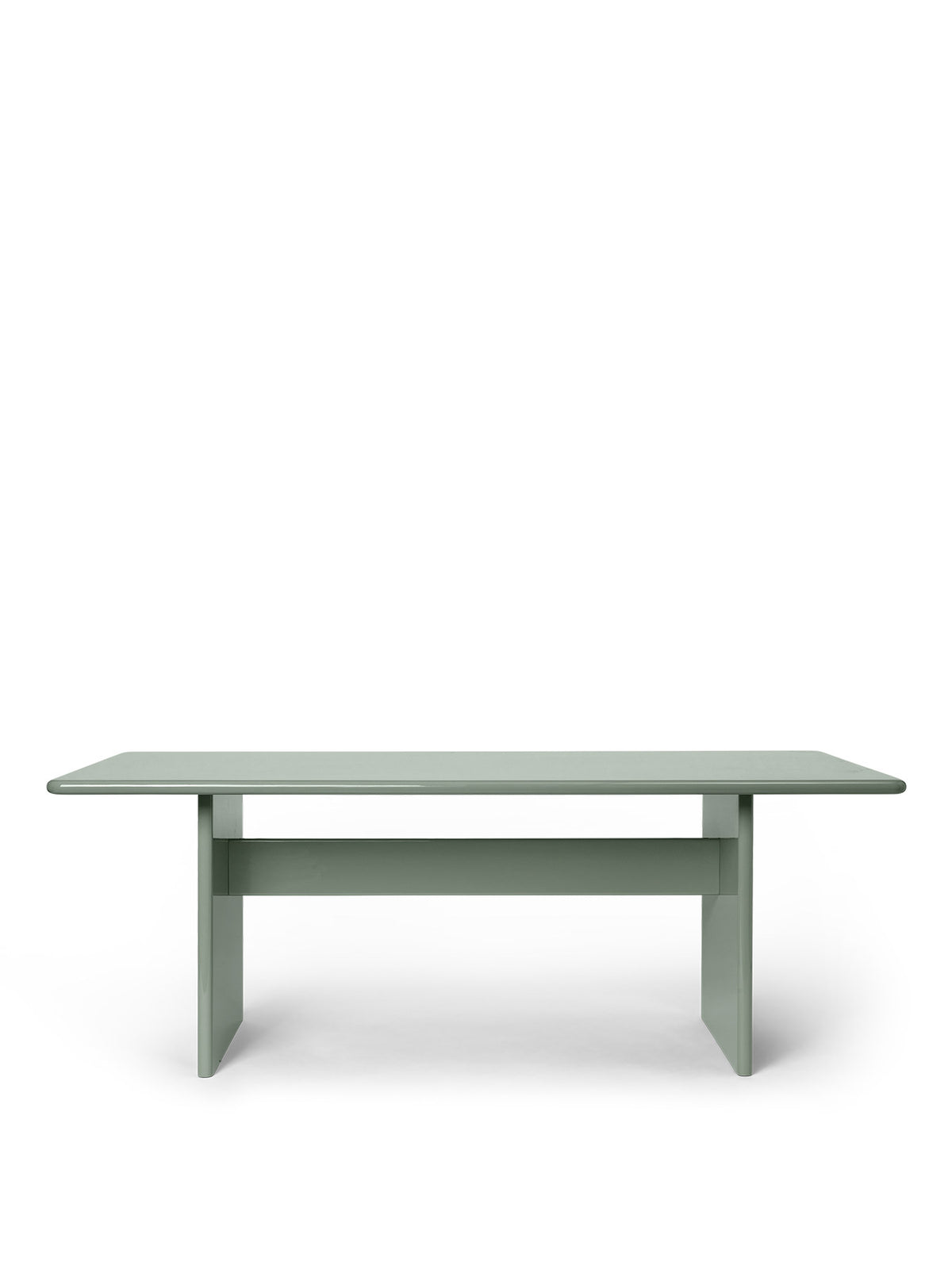 Rink Esstisch - Klein von Ferm Living in Weissgelb, hochglänzend lackiertes FSC™-MDF, archetypische Form mit abgerundeten Kanten, 200x90 cm