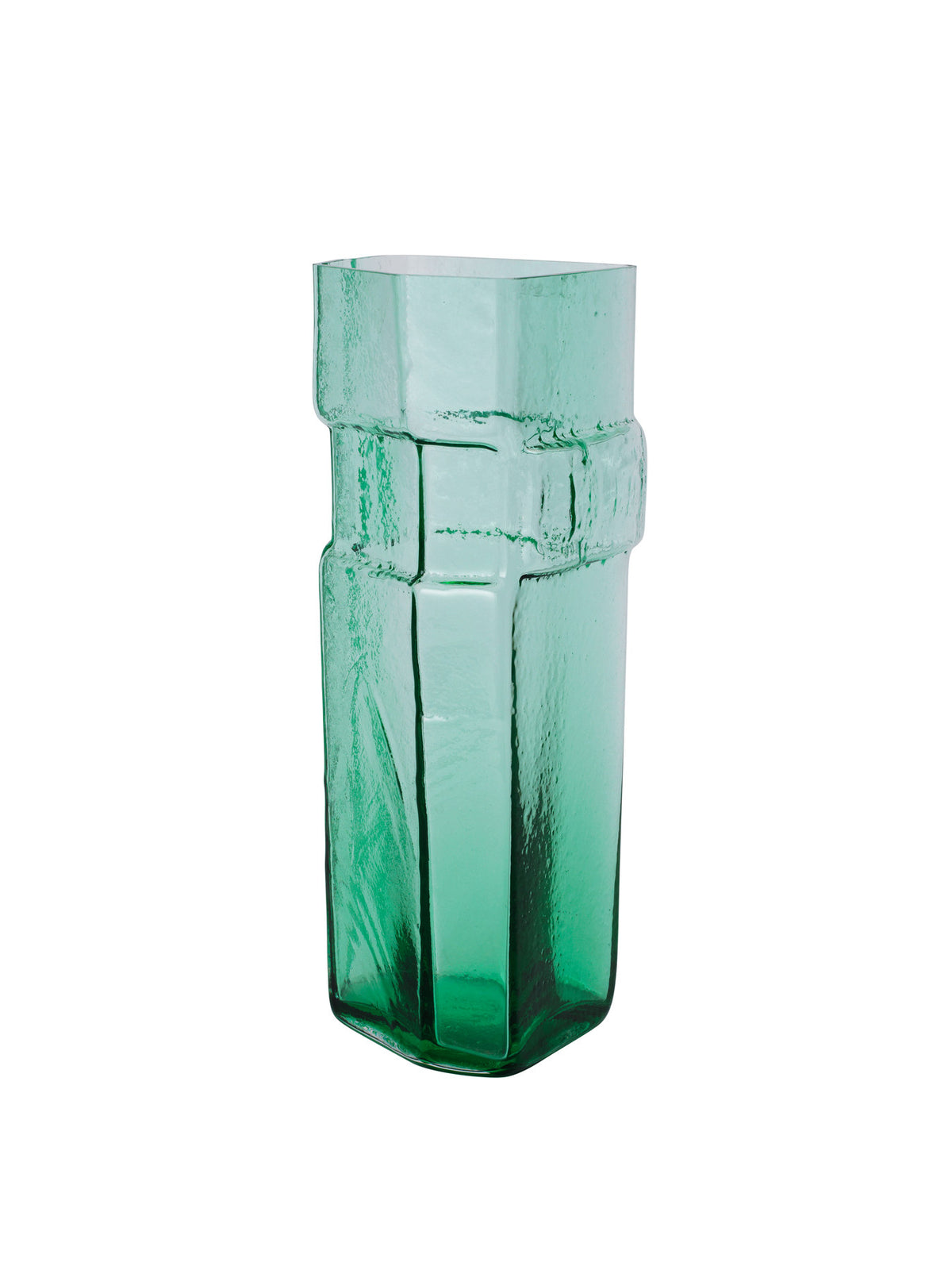 Muro Vase von Ferm Living aus mundgeblasenem recyceltem Glas in Bernstein, architektonische Form inspiriert von Ziegelsteinen, Grösse 11x10x23cm