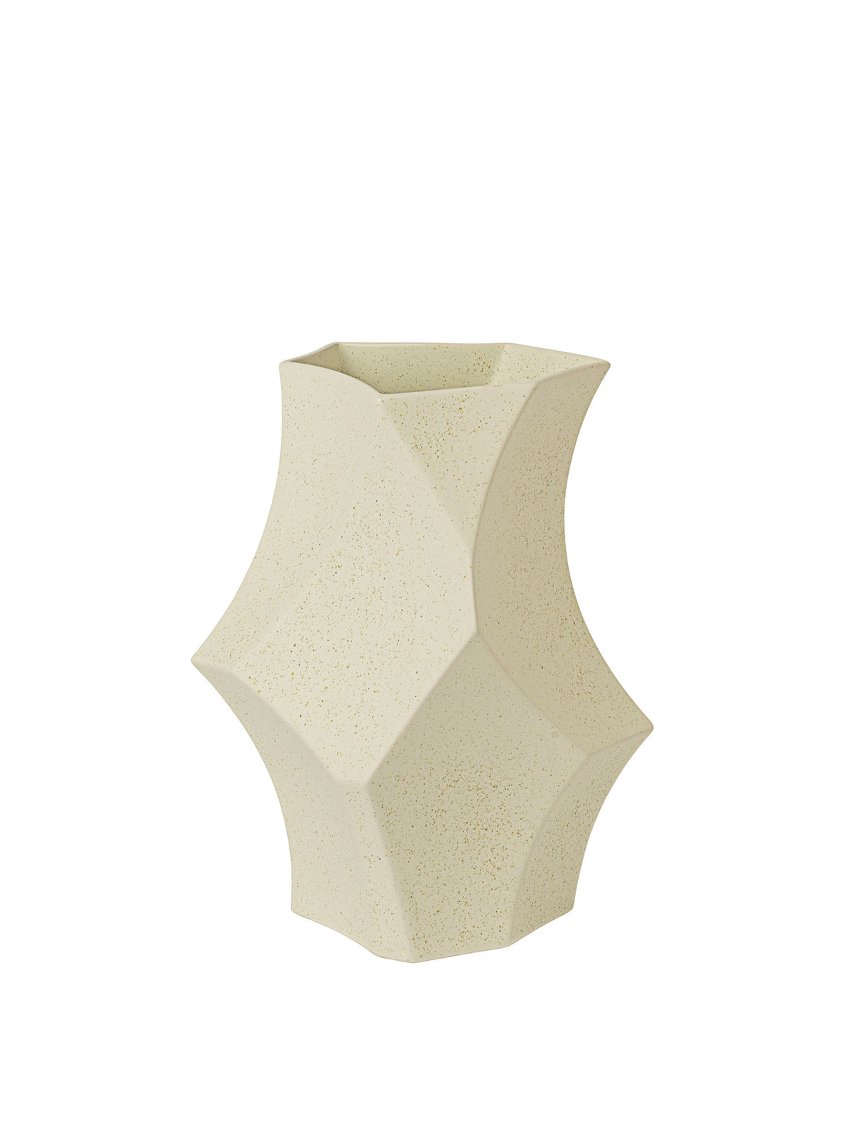 Cueva Vase von Ferm Living in Dark Sage aus glasiertem Steinzeug mit organisch geformten Rundungen und Höhlenstruktur, Grösse 19x17x26cm