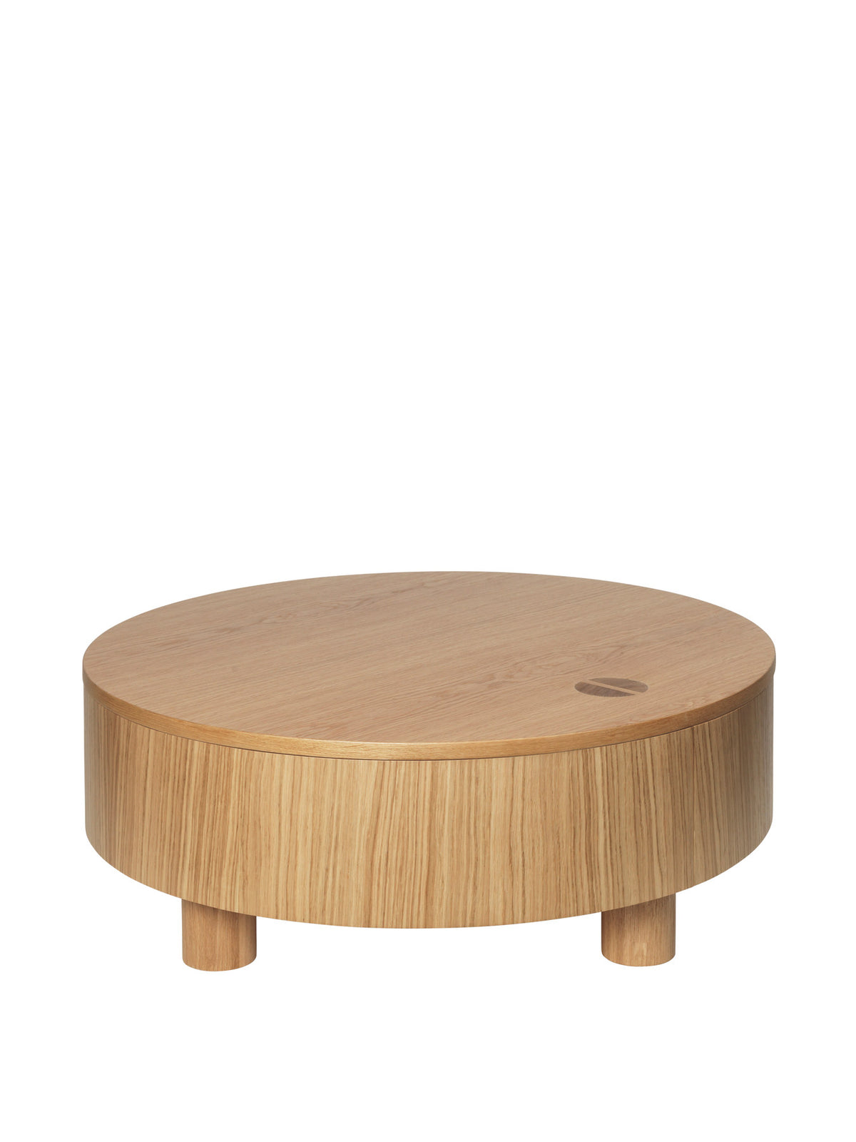 Olles Aufbewahrungstisch Ø80 in Natürliche Eichenfurnier präsentiert im Onlineshop von KAQTU Design AG. Couchtisch ist von Ferm Living