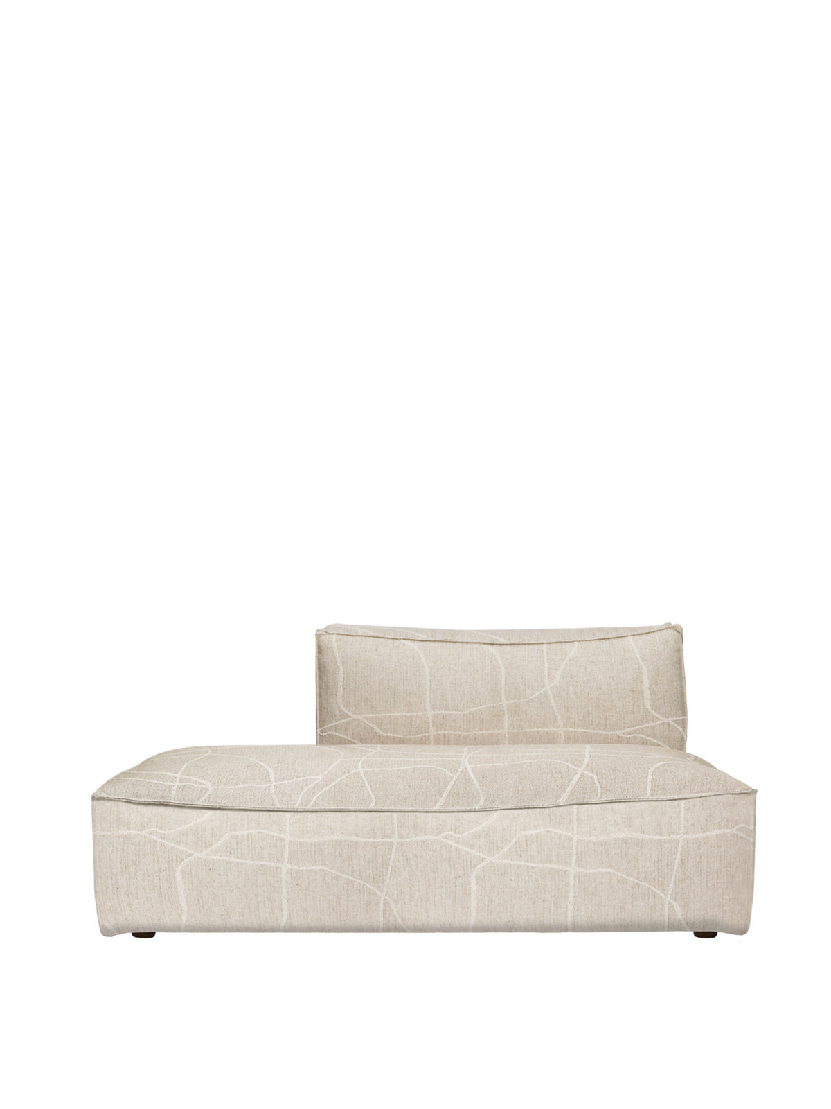 Niedriges modulares Sofa Catena Open End klein links mit gepolstertem Bezug und Absteppnähten