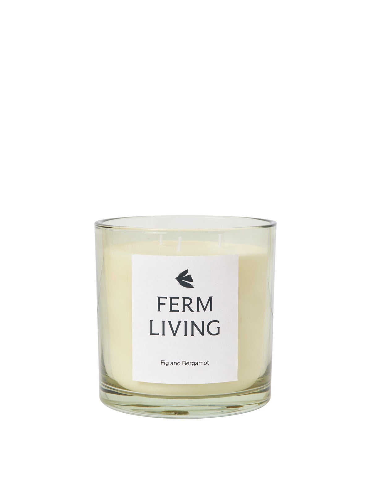 Duftkerze Vitto von Ferm Living in hellem Celadon, Glasbehälter mit Holzdeckel, quadratische Form, Duft Feige und Bergamotte.