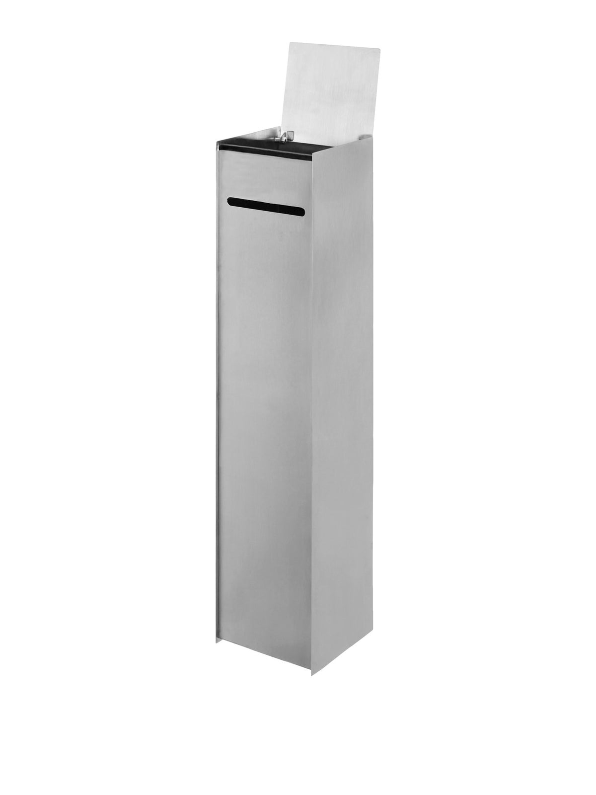 Sama Toilettenpapierhalter von Ferm Living aus gebürstetem Edelstahl, schlanke geometrische Standsäule mit Ablage für Ersatzrollen.