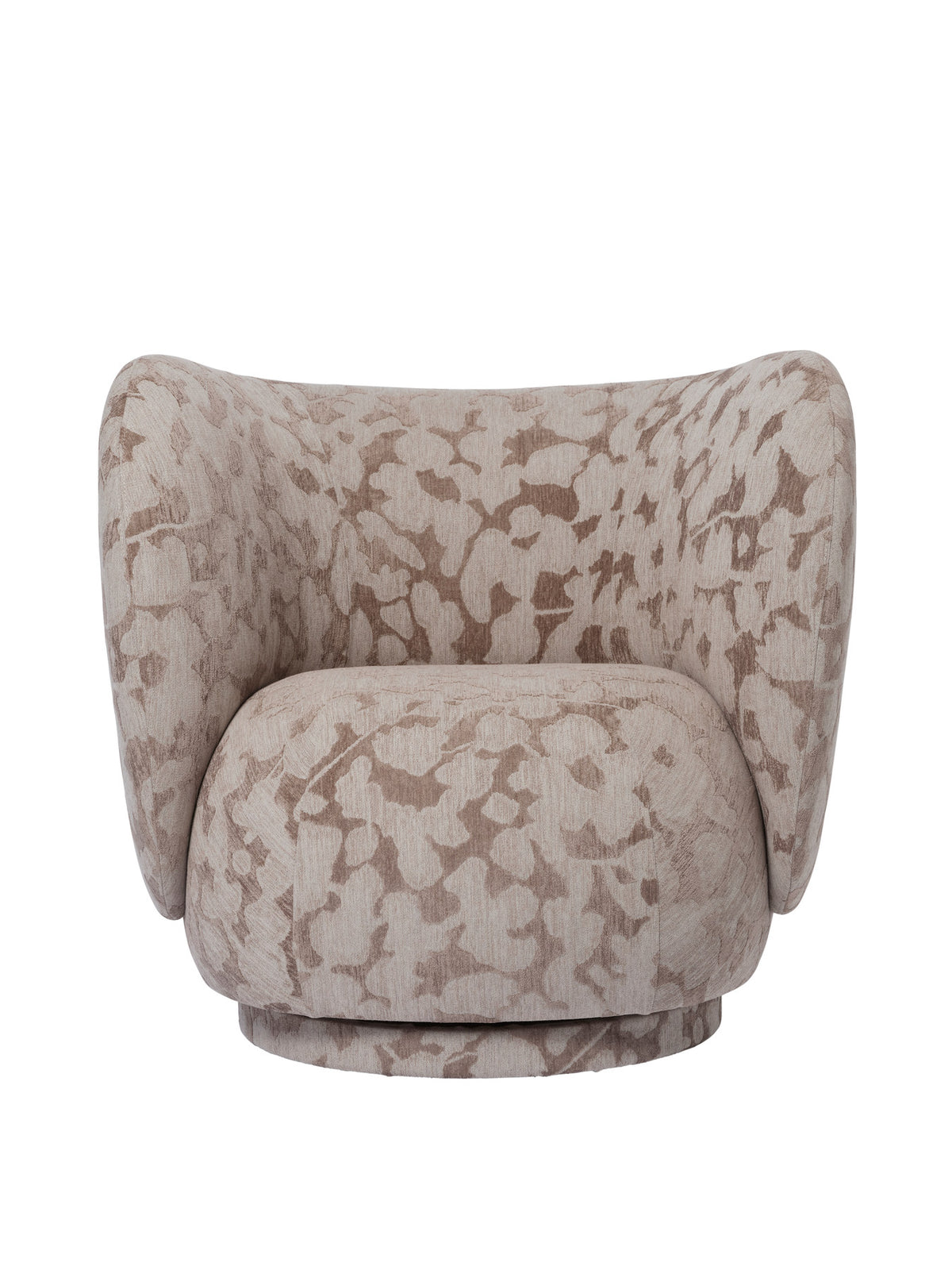 Rico Loungesessel drehbar von Ferm Living, runder Drehsessel mit Stoffbezug