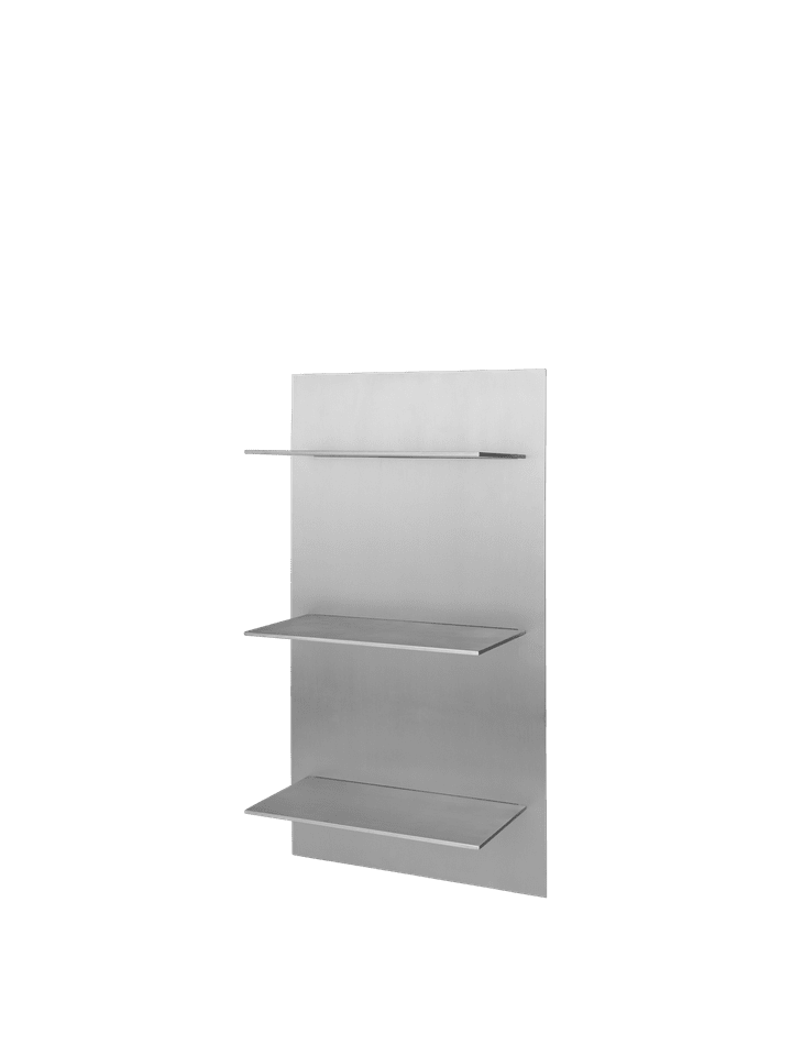 Modernes Triple Small Wandregal aus Aluminium von Ferm Living, perfekt für kreative Raumgestaltung und praktische Aufbewahrungslösungen.