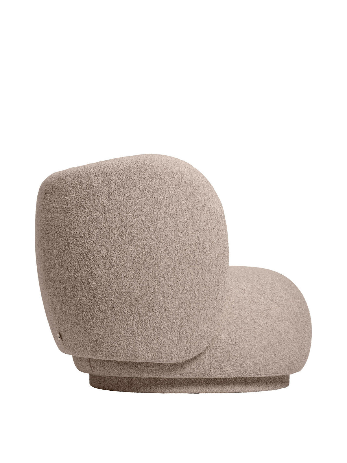 Rico Armlehne links, modulares Sofa mit runder Silhouette und Stoffbezug in hellem Ton