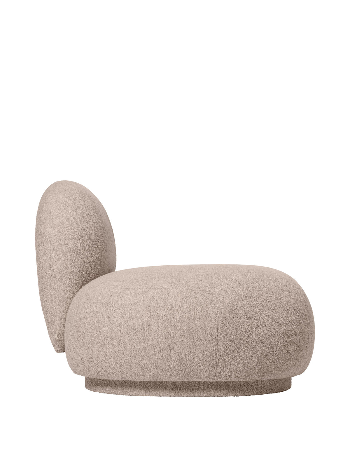 Modulares Sofa Rico Open-End Links in Offwhite mit Bouclé-Bezug und gerundeter Form