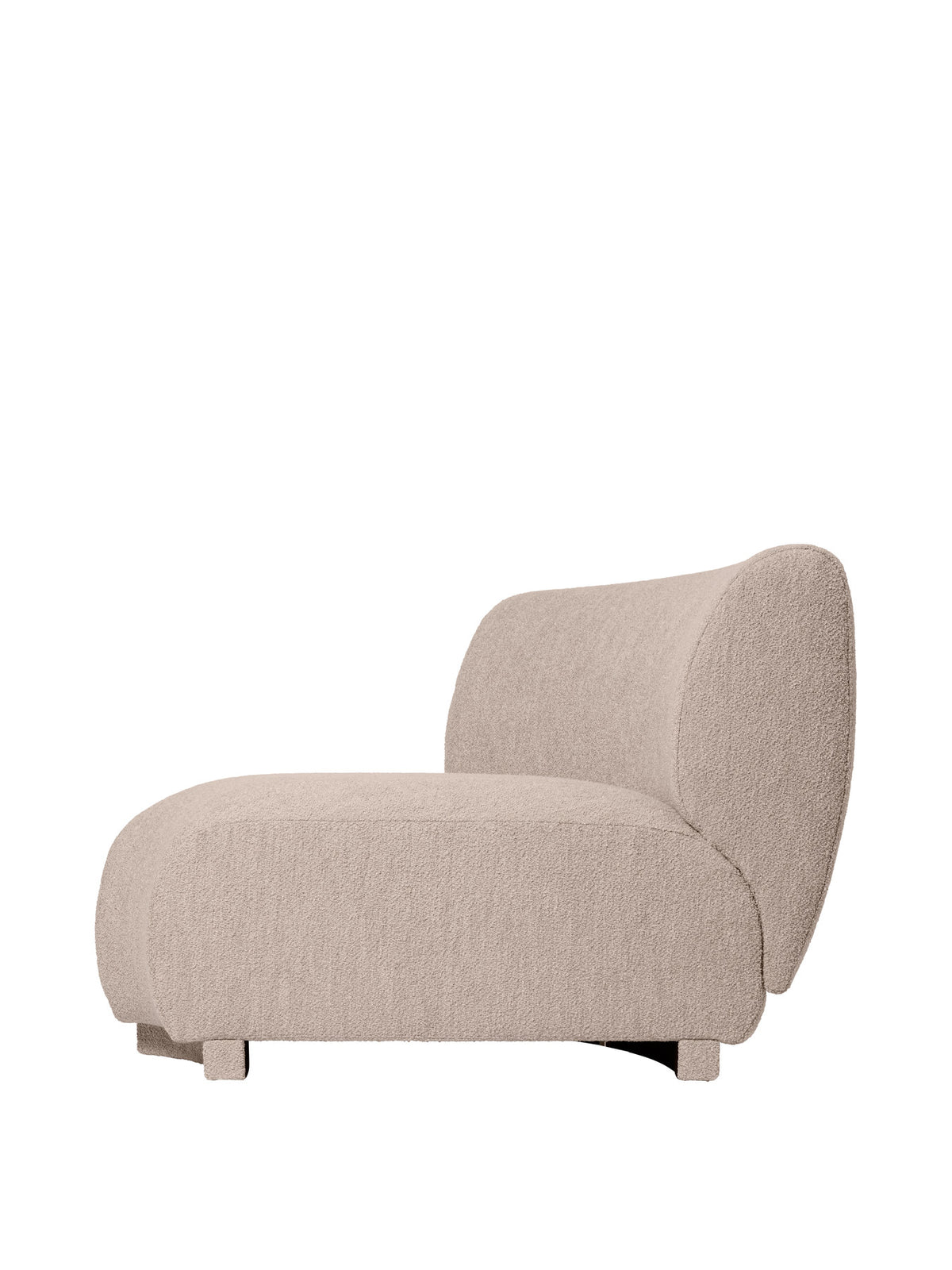 Modulares Sofa Rico Eckelement 45 mit gerundeter Form und gepolsterter Sitzfläche in hellem Stoff