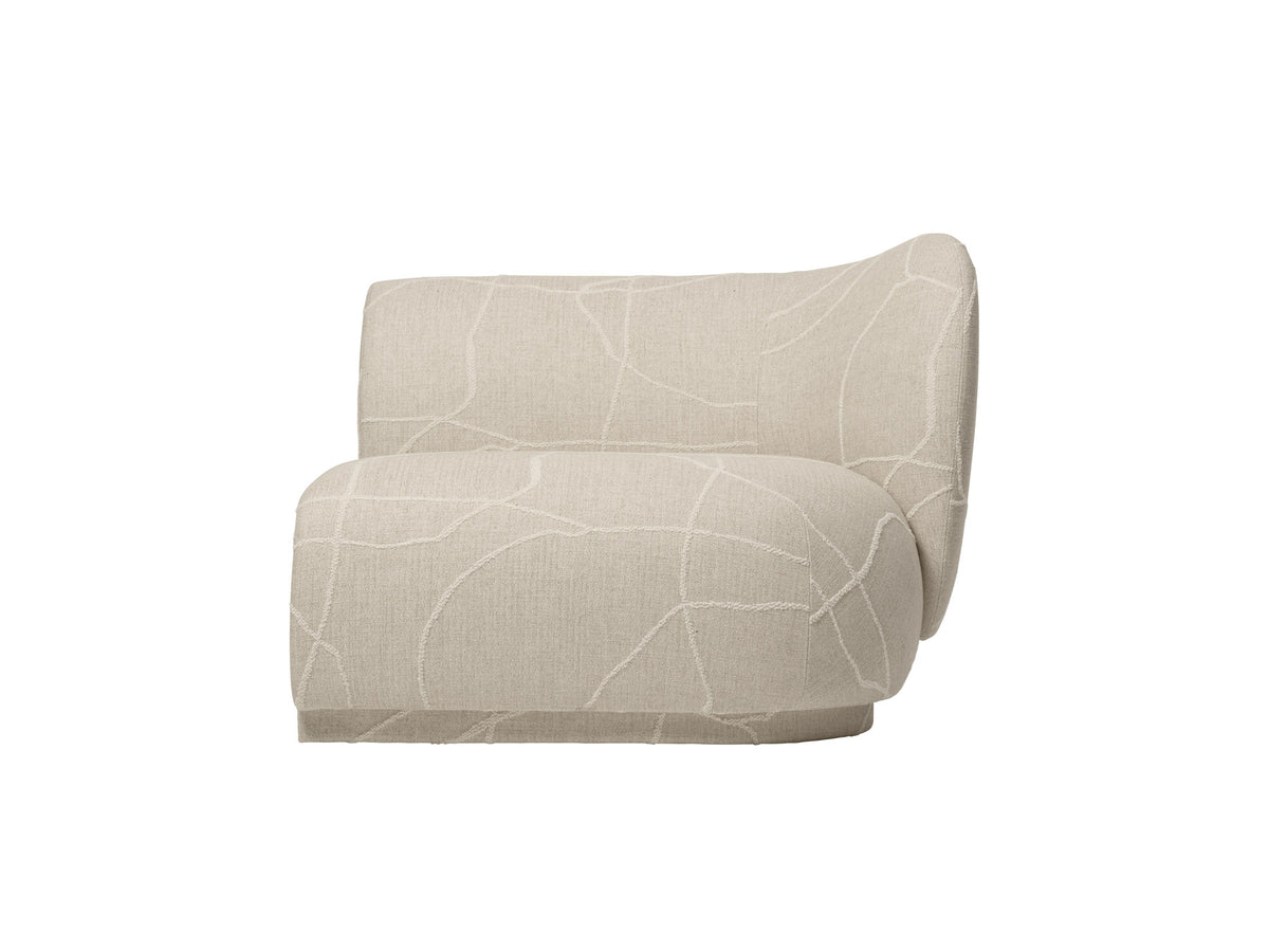 Modulares Sofa Rico Armlehne rechts von Ferm Living mit gerundeter Form und gepolstertem Bezug