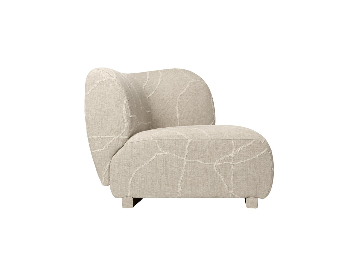 Modulares Sofa Rico Armlehne rechts von Ferm Living mit gerundeter Form und gepolstertem Bezug