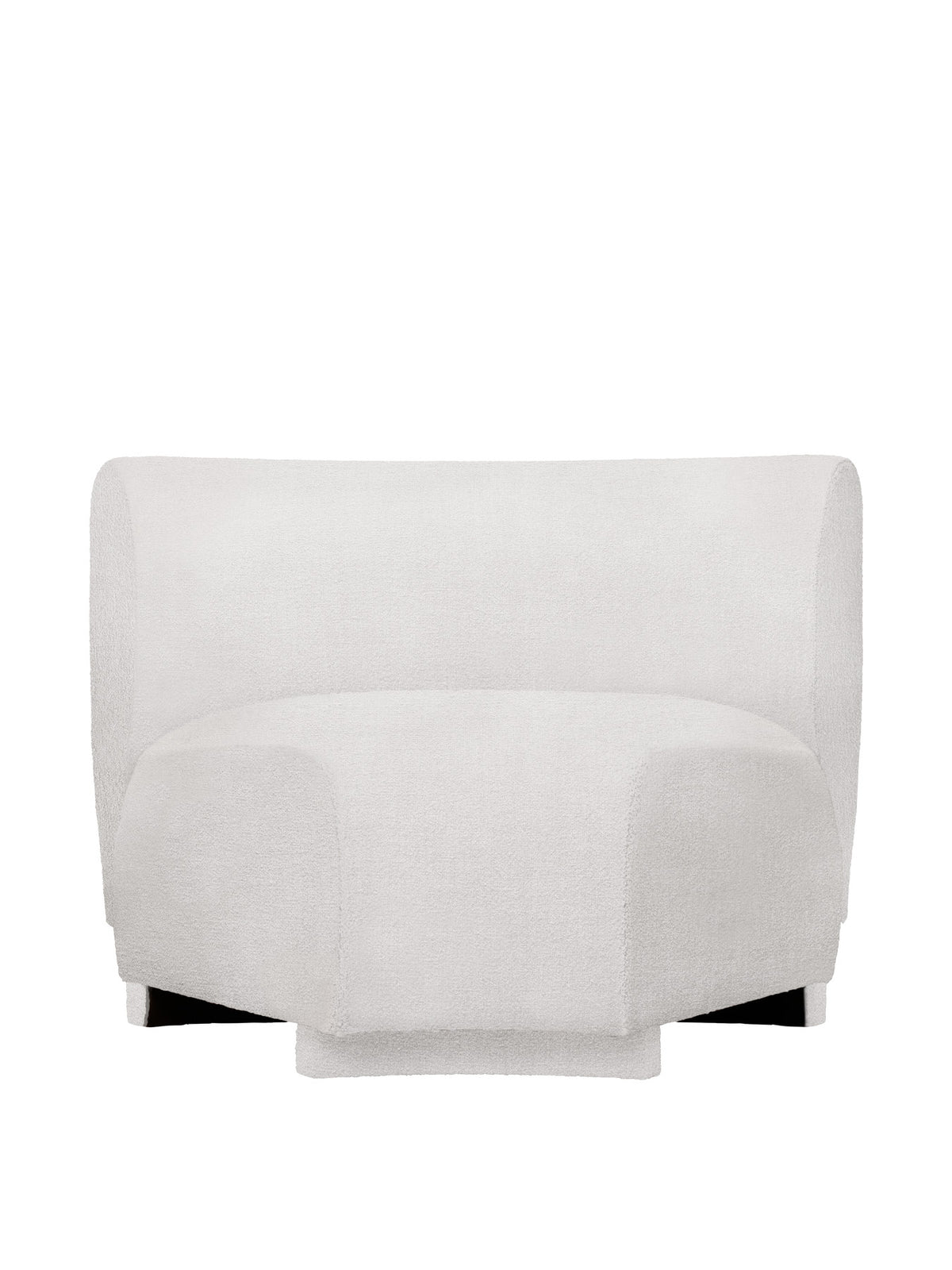 Modulares Sofa Rico Eckelement 45 mit gerundeter Form und gepolsterter Sitzfläche in hellem Stoff