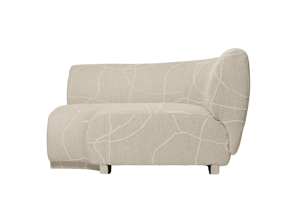Rico Eckelement 90, modulares Sofa mit gerundeter Form und gepolstertem Stoffbezug