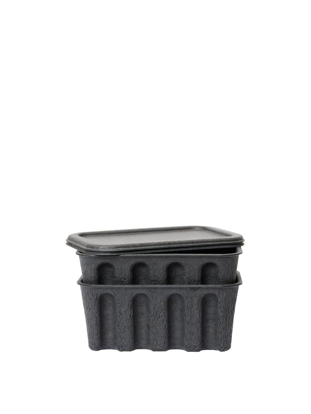 Paper Pulp Box Small Set of 2 in Charcoal präsentiert im Onlineshop von KAQTU Design AG. Aufbewahrungsbox ist von Ferm Living