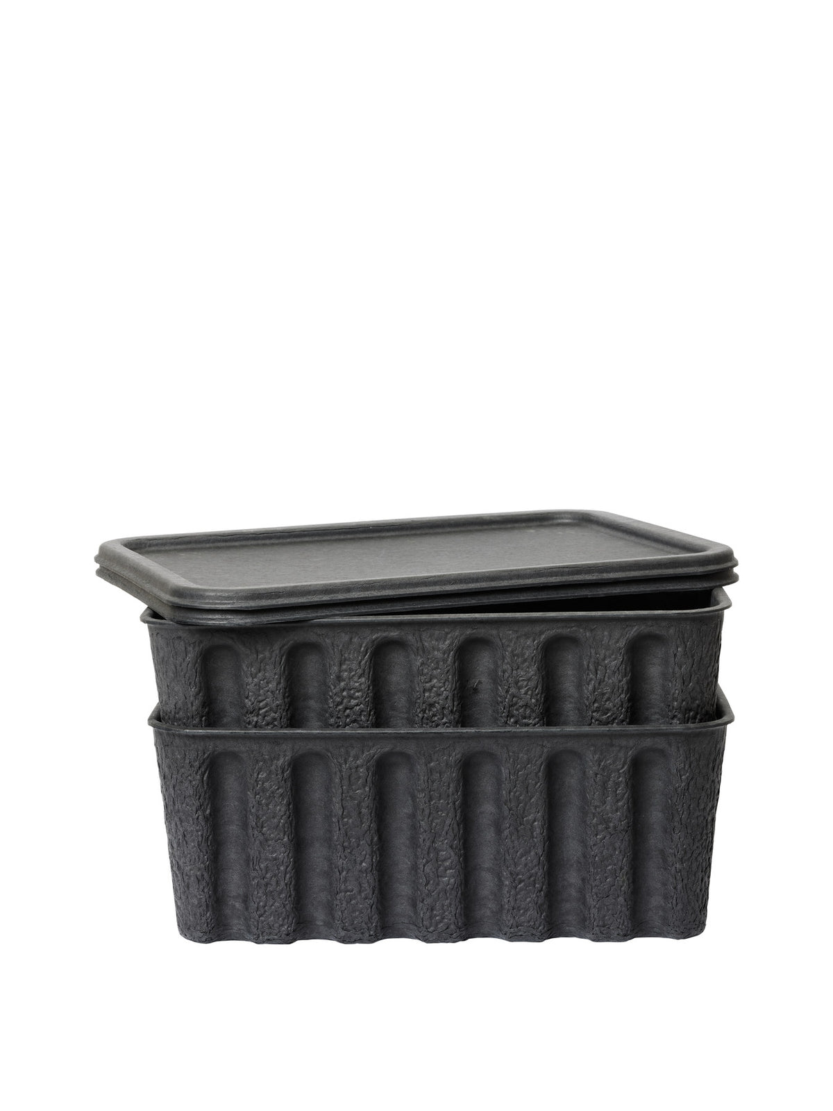Paper Pulp Box Large Set of 2 in Charcoal präsentiert im Onlineshop von KAQTU Design AG. Aufbewahrungsbox ist von Ferm Living