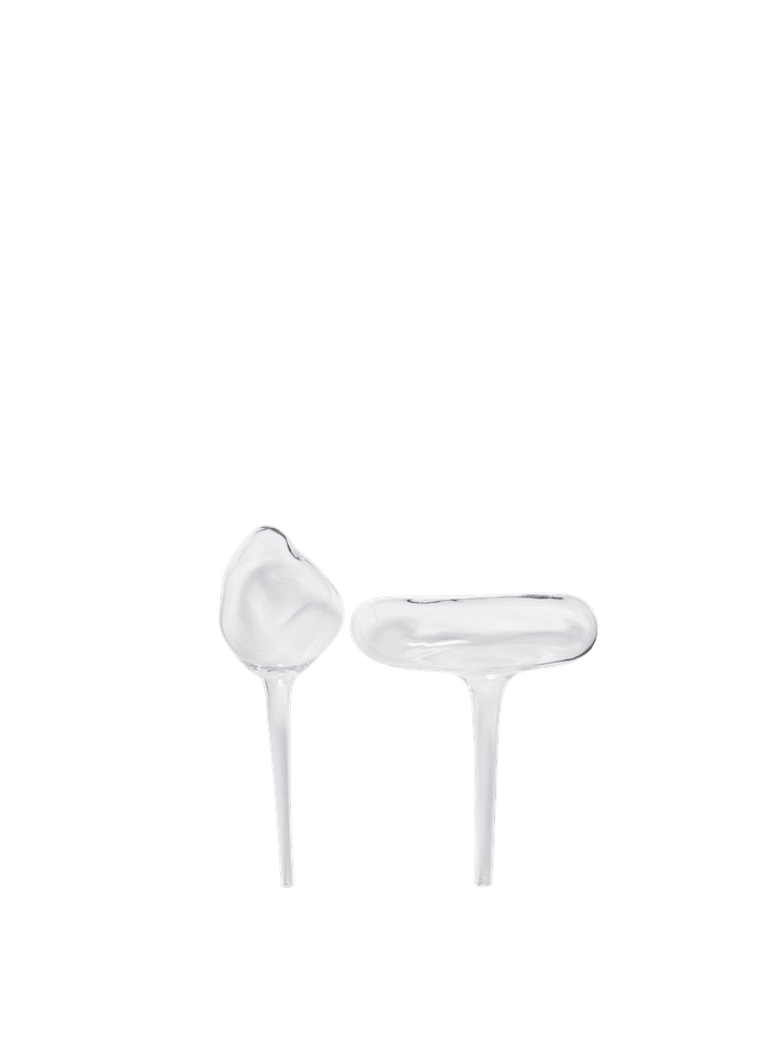 Set aus zwei stilvollen Mercury Water Globes in transparentem Design, perfekt für die ansprechende Bewässerung Ihrer Pflanzen von Ferm Living.