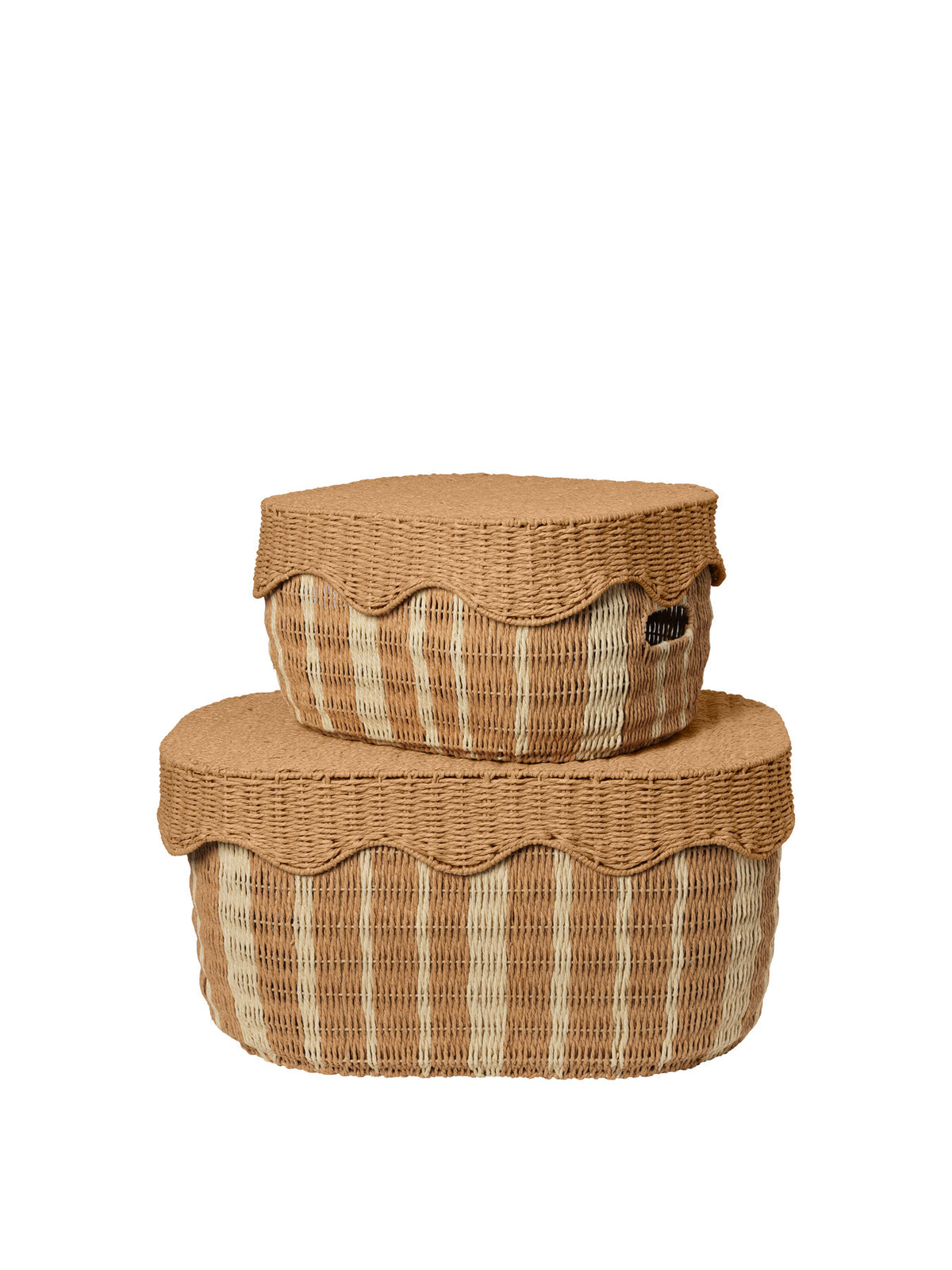 Rivan Storage Baskets Set of 2 in Natural/Off-white präsentiert im Onlineshop von KAQTU Design AG. Aufbewahrungskorb ist von Ferm Living
