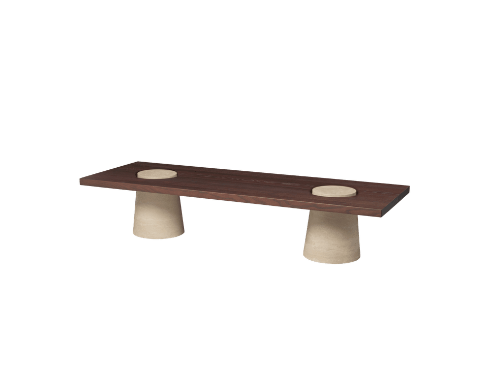 Moderner Grova Couchtisch aus hochwertigem Travertin von Ferm Living, perfekt für einladende und geschmackvolle Wohnambiente.
