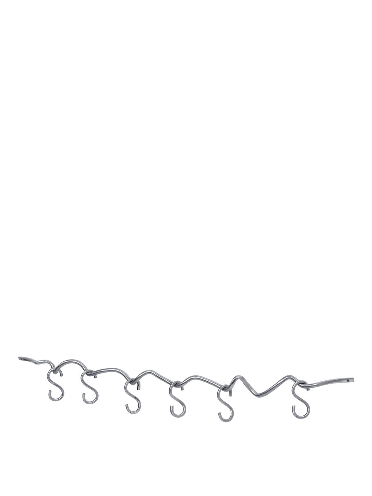 Produktfoto der Curvature Hängestange von Ferm Living aus massivem Messing mit matter Politur, inklusive sechs Haken, geschwungene Form.