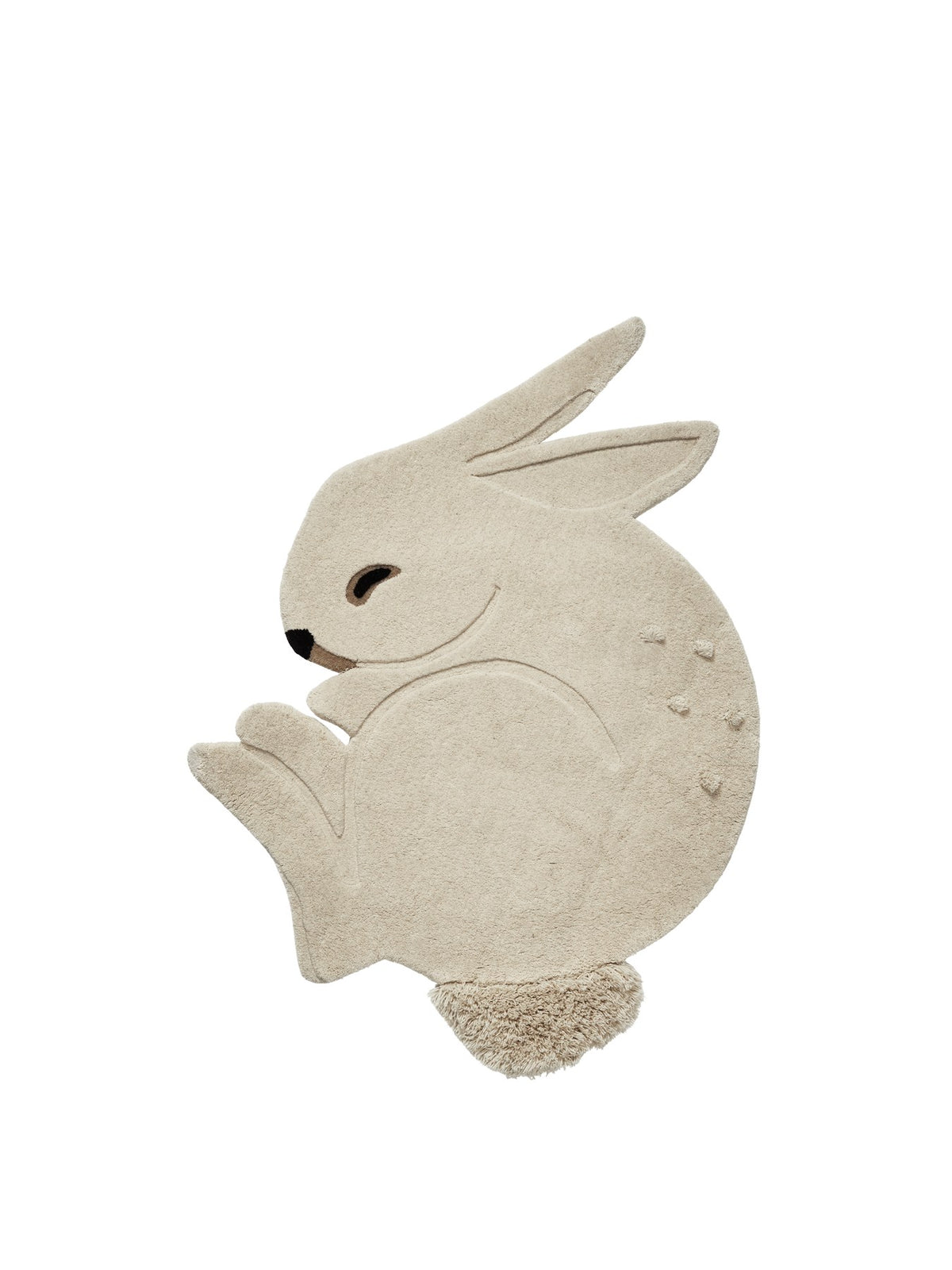 Getufteter Teppich in Kaninchenform von Ferm Living, Off-White, aus Neuseelandwolle und Baumwolle, mit unterschiedlichen Florhöhen.
