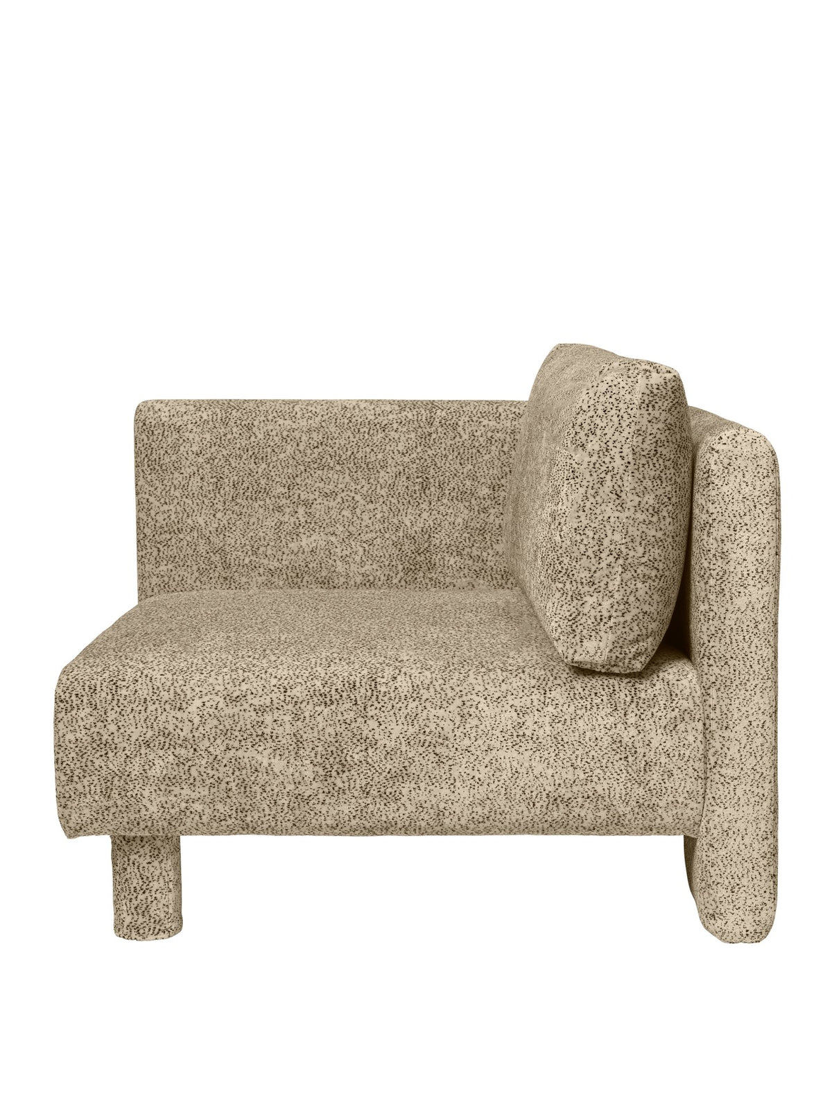 Produktbild der Dase Armlehne L in Poppy Samt Butter/Black von Ferm Living, Sofa-Zubehör mit Samtbezug und Holzbeinen aus Massivholz.