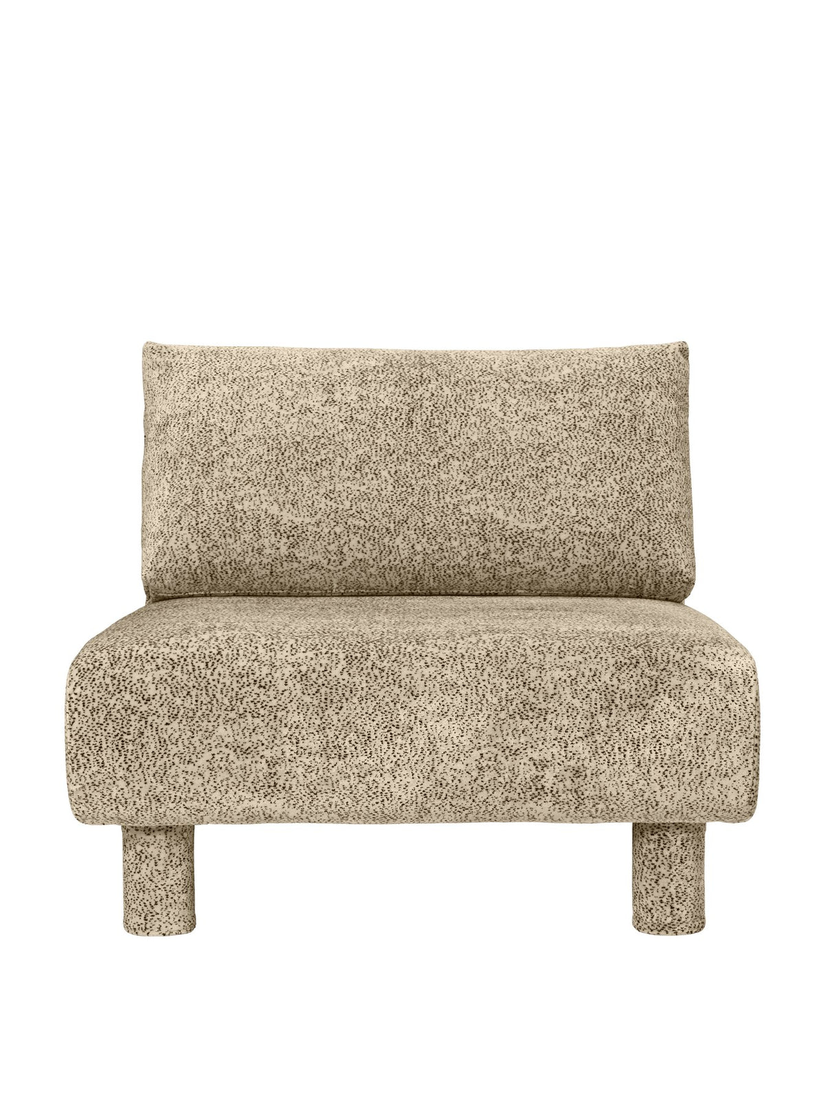 Modulares Sofa-Mittelteil Dase von Ferm Living in Poppy Samt, Farbe Butter/Black, mit gepolsterter Rückenlehne und wahlweise Holz- oder Polsterbeinen.