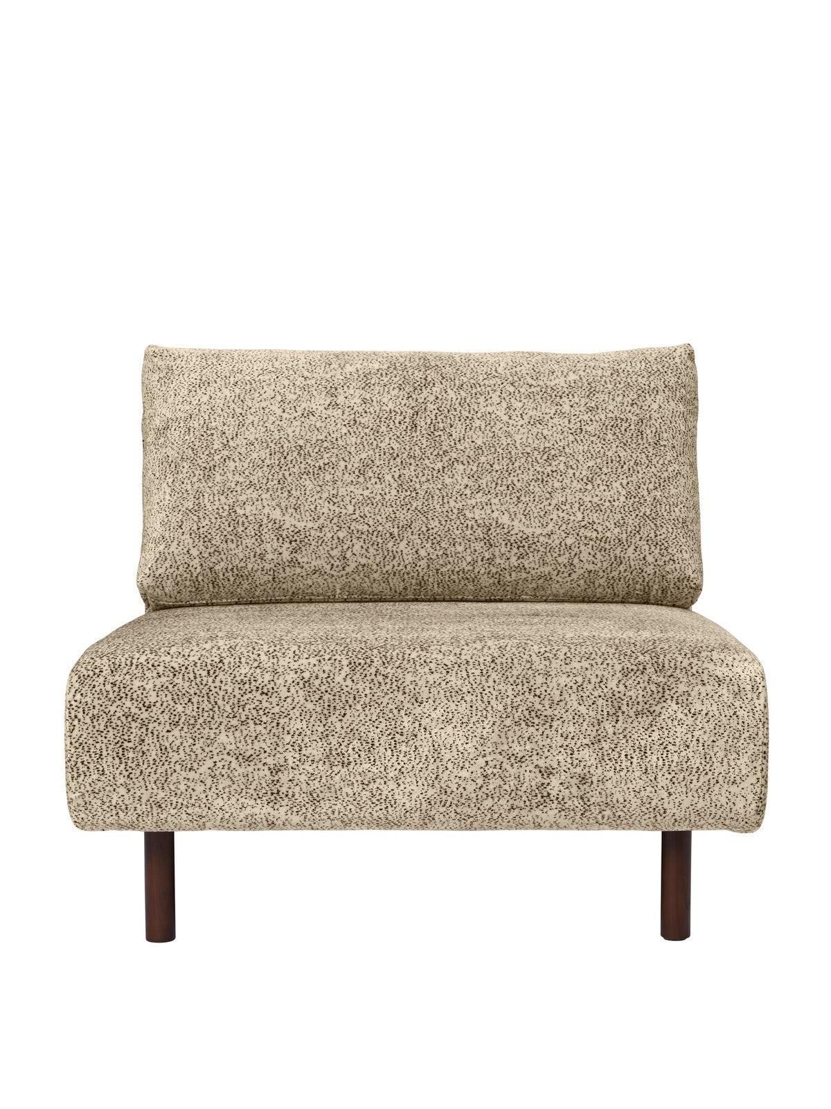Modulares Sofa-Mittelteil Dase von Ferm Living in Poppy Samt, Farbe Butter/Black, mit gepolsterter Rückenlehne und wahlweise Holz- oder Polsterbeinen.