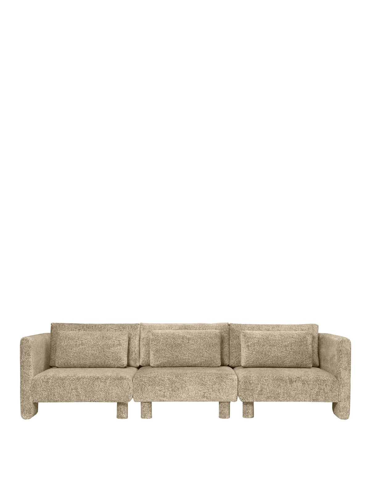 Modulares Sofa-Mittelteil Dase von Ferm Living in Poppy Samt, Farbe Butter/Black, mit gepolsterter Rückenlehne und wahlweise Holz- oder Polsterbeinen.