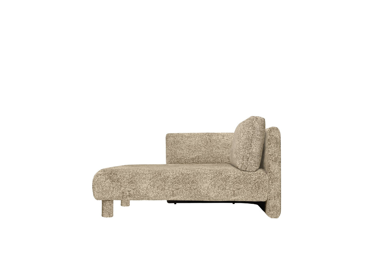 Dase Chaiselongue L in Poppy Velvet Samt, Farbe Butter/Black, mit gepolsterter Rückenlehne und wahlweise Massivholz- oder gepolsterten Beinen.
