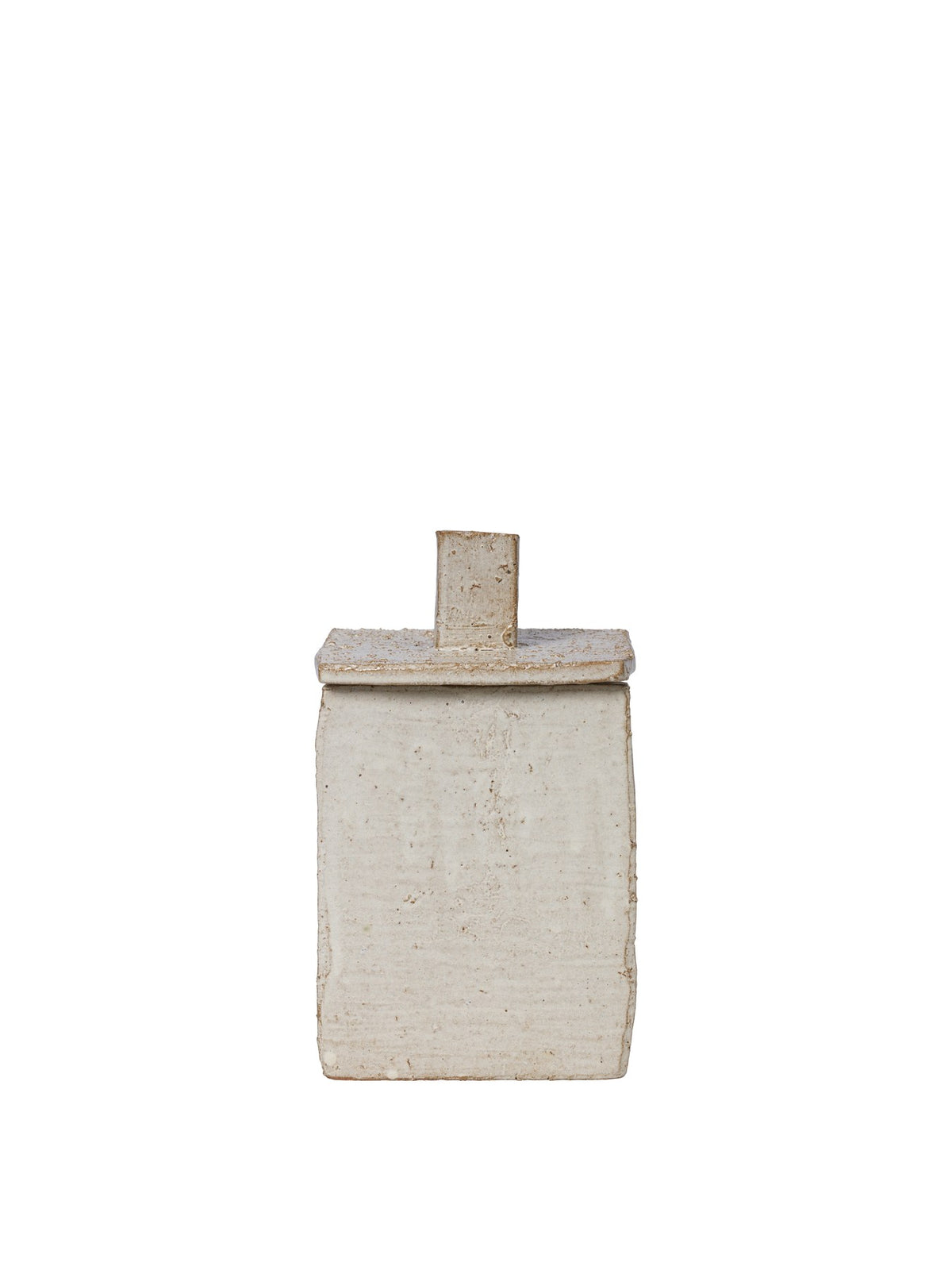 Off-White Aufbewahrungsbox Rume Box 17 von Ferm Living aus glasiertem Steinzeug mit Deckel, handgefertigt mit leicht unregelmässiger Oberfläche.