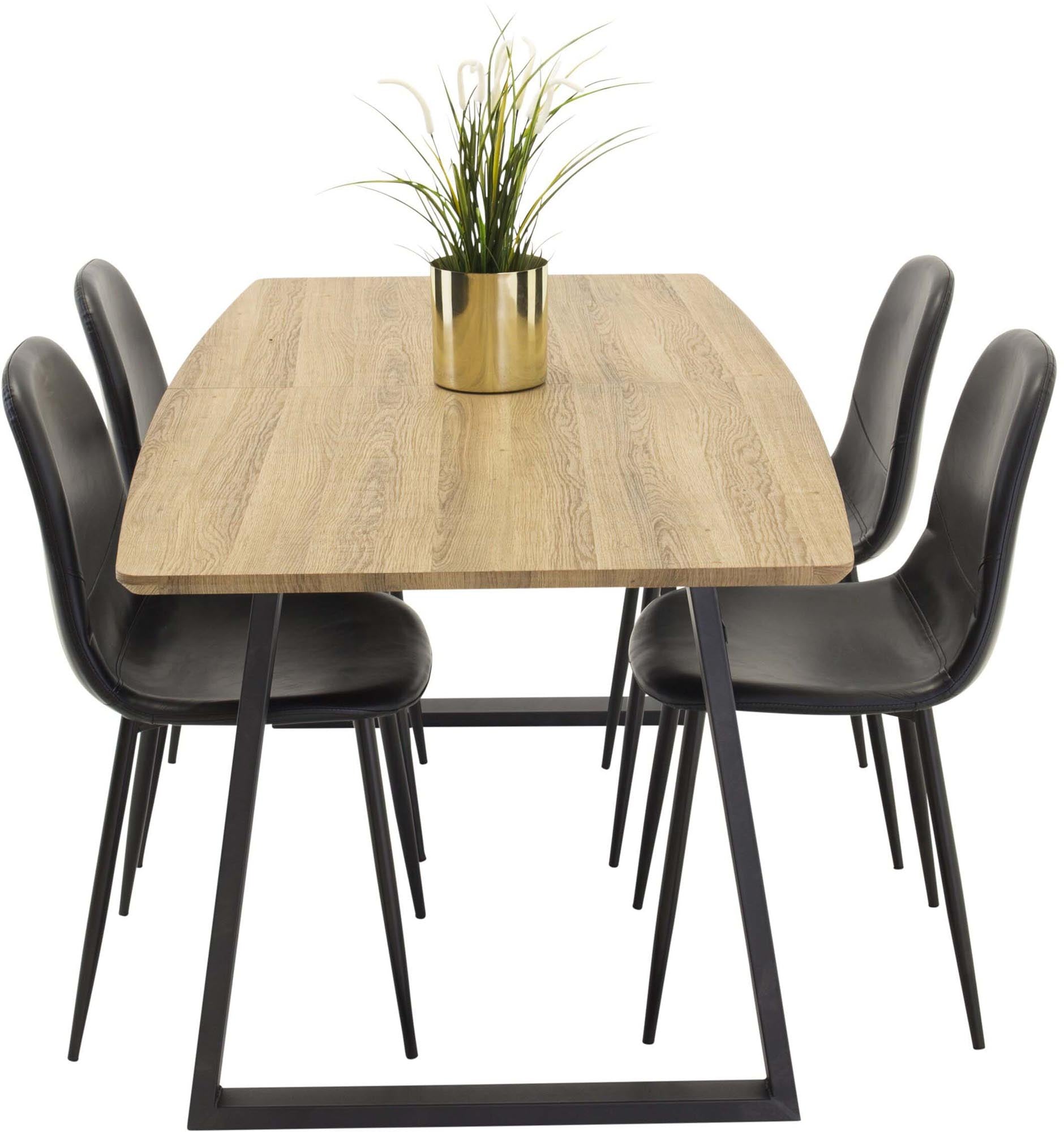 Entdecken Sie das Inca Esszimmerset (Polar) von Venture Home: Eleganter Tisch mit 4 ergonomischen Stühlen für stilvolle Essmomente.