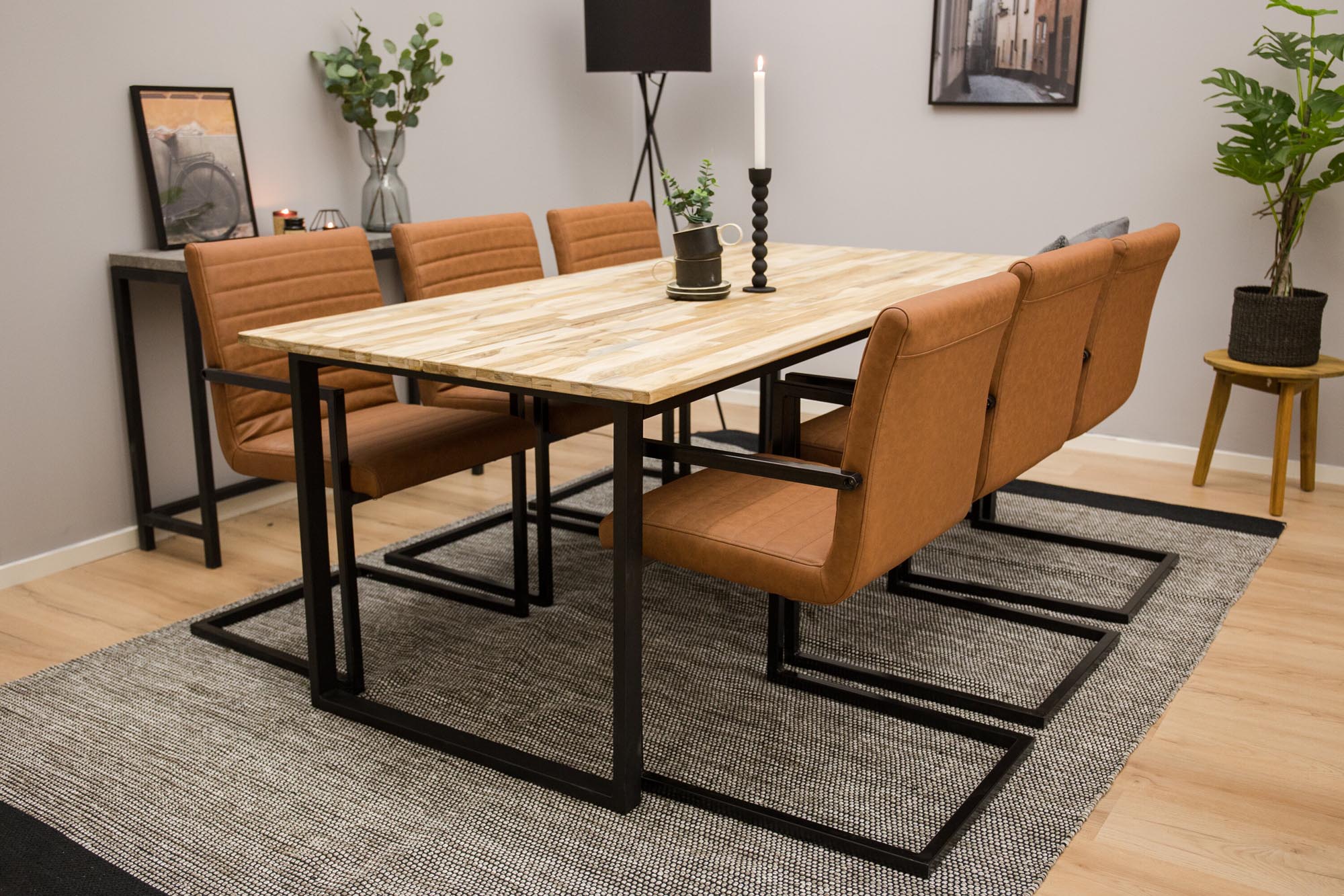 Cirebon Esszimmerset + Art 200cm/6St. in Schwarz Braun präsentiert im Onlineshop von KAQTU Design AG. Esszimmerset ist von Venture Home