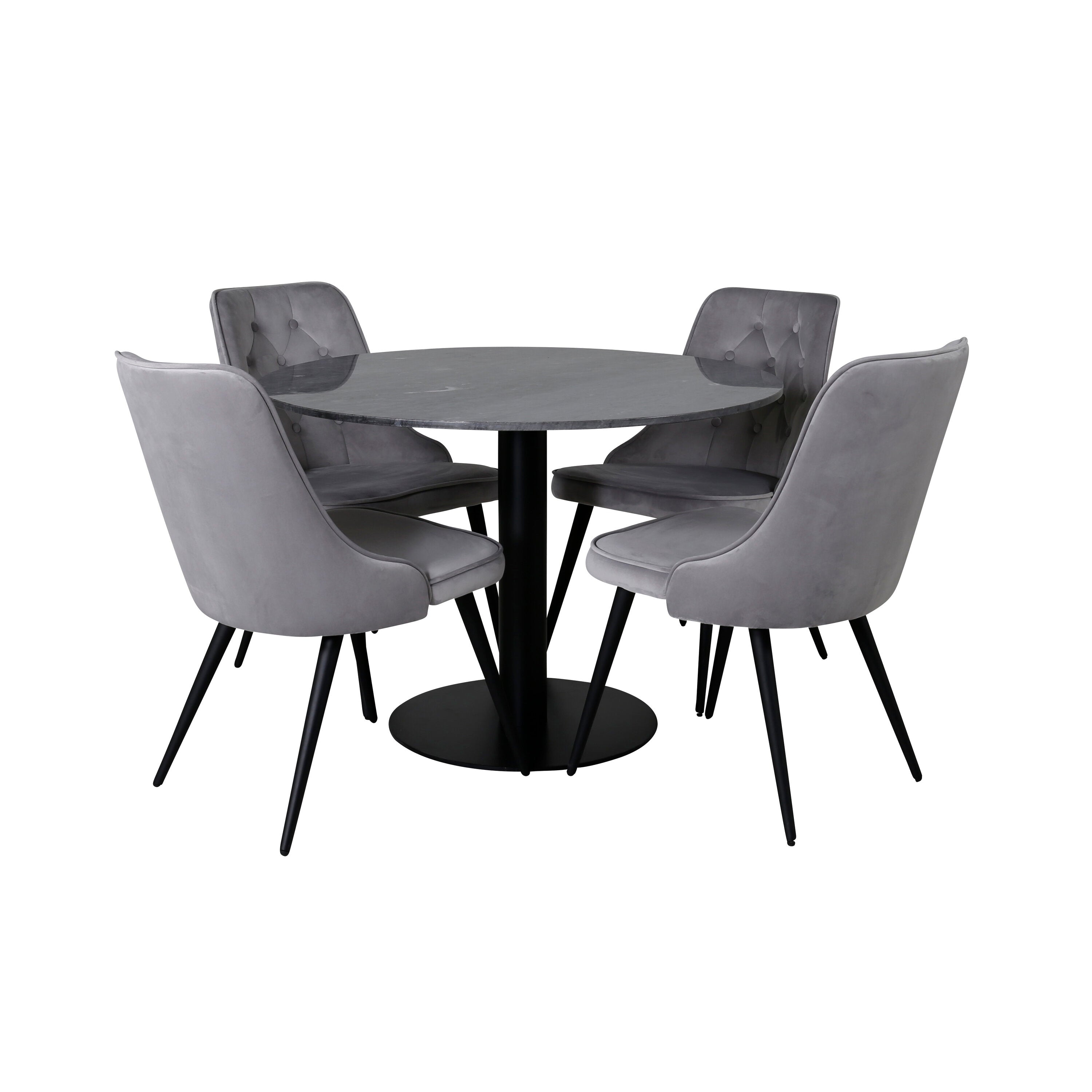 Estelle Esszimmerset + Velvet Deluxe 140cm/4St. in Schwarz präsentiert im Onlineshop von KAQTU Design AG. Esszimmerset ist von Venture Home