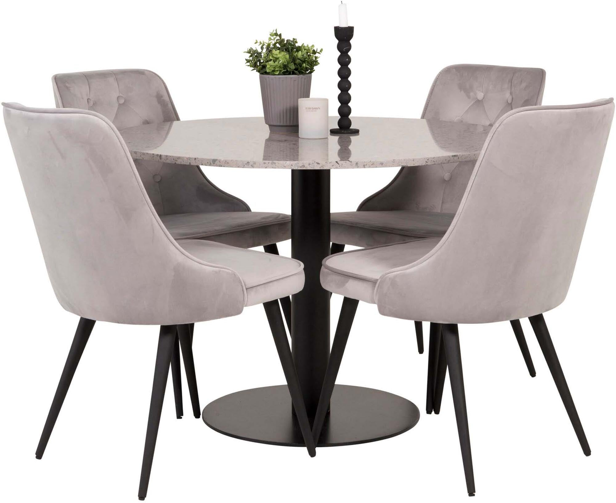Razzia Esszimmerset + Velvet Deluxe ⌀106cm/4St. in Beige / Schwarz präsentiert im Onlineshop von KAQTU Design AG. Esszimmerset ist von Venture Home