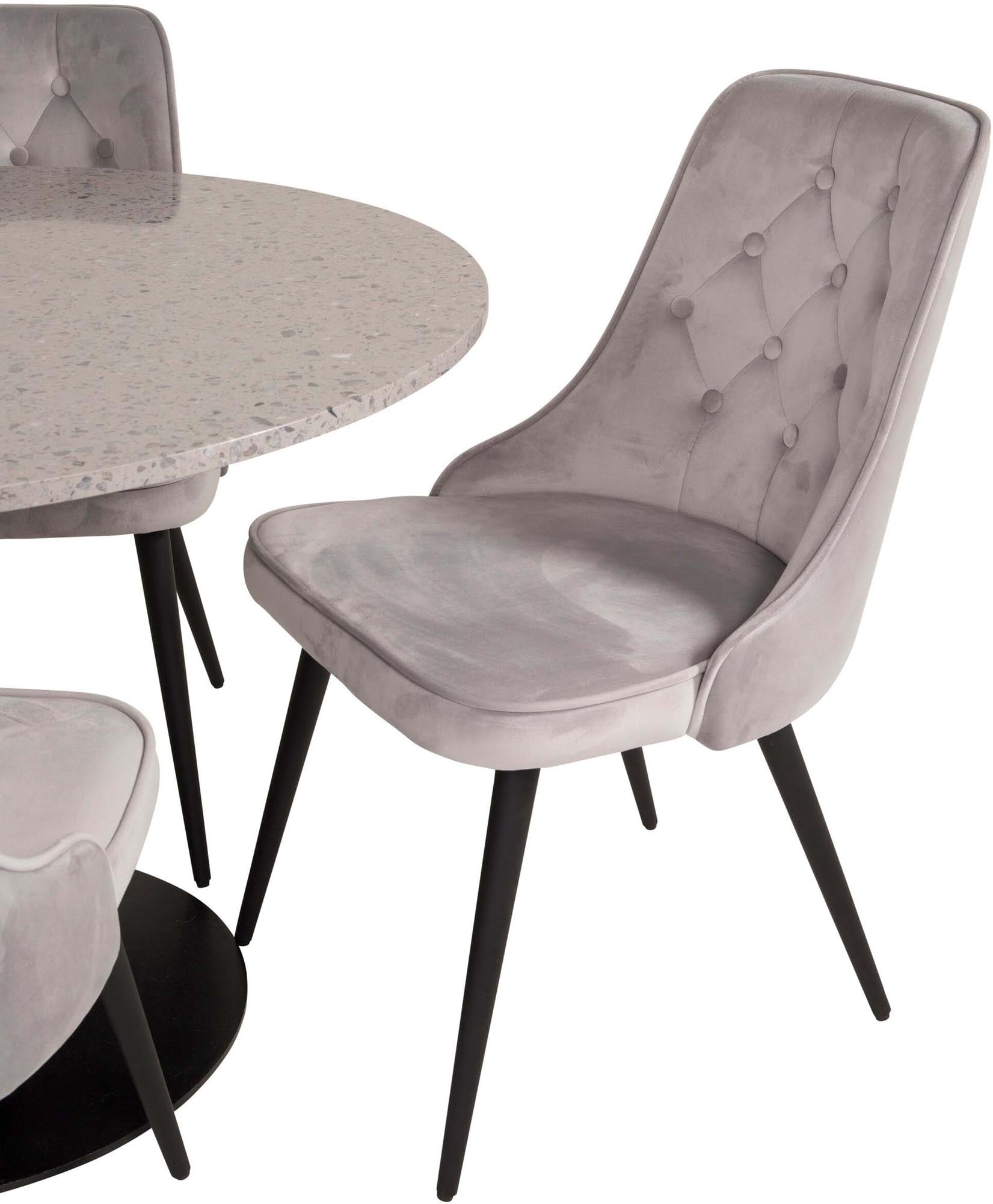 Razzia Esszimmerset + Velvet Deluxe ⌀106cm/4St. in Beige / Schwarz präsentiert im Onlineshop von KAQTU Design AG. Esszimmerset ist von Venture Home