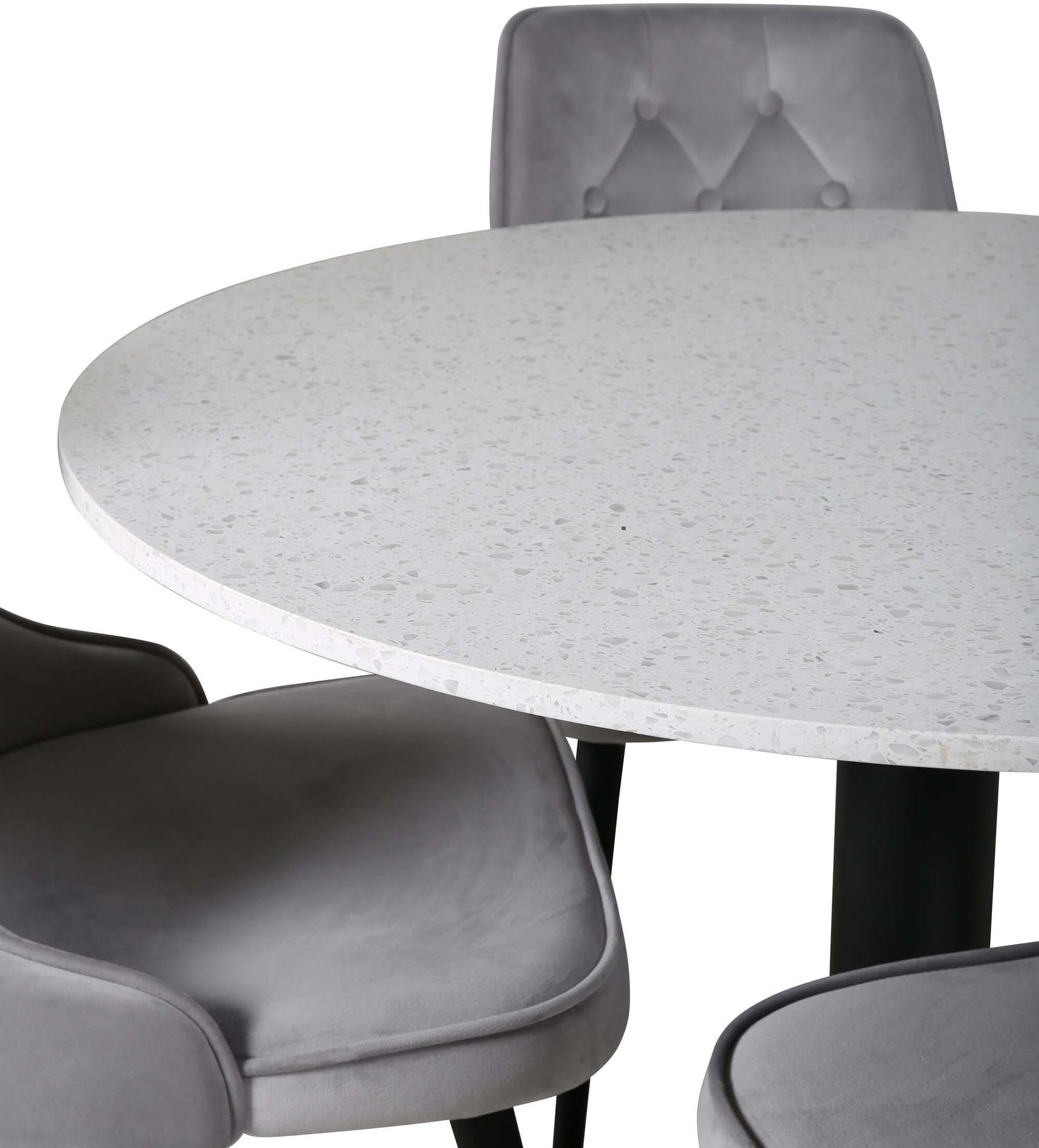 Razzia Esszimmerset + Velvet Deluxe ⌀106cm/4St. in Grau / Schwarz präsentiert im Onlineshop von KAQTU Design AG. Esszimmerset ist von Venture Home