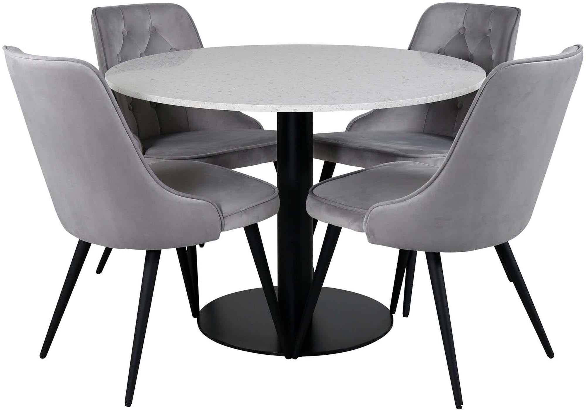 Razzia Esszimmerset + Velvet Deluxe ⌀106cm/4St. in Grau / Schwarz präsentiert im Onlineshop von KAQTU Design AG. Esszimmerset ist von Venture Home