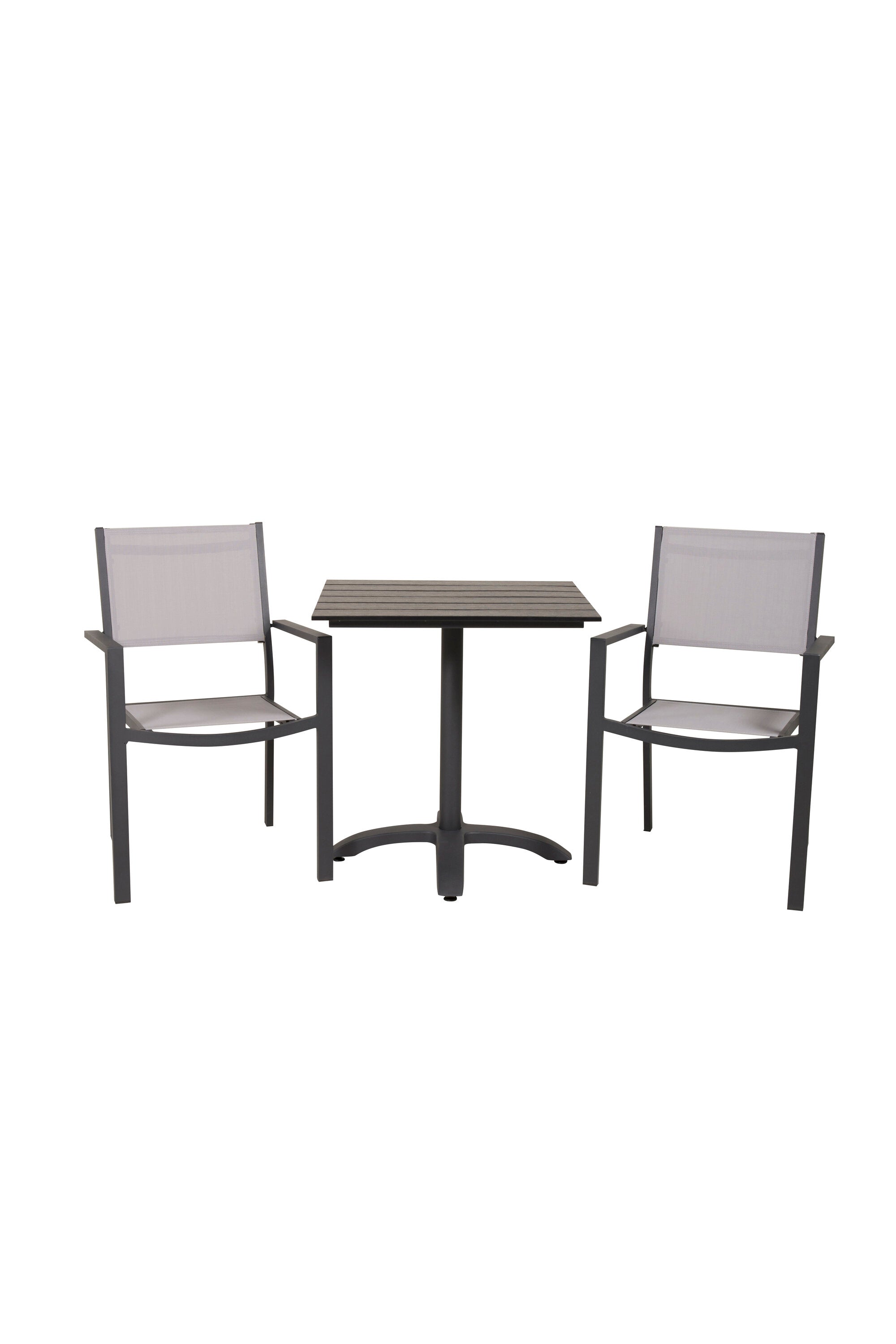 Colorado - Café-Tisch - 70*70 - Matt Schwarz / Schwarzes Aintwood+Copacabana Armstuhl in 0/0 präsentiert im Onlineshop von KAQTU Design AG. Gartentischset ist von Venture Home