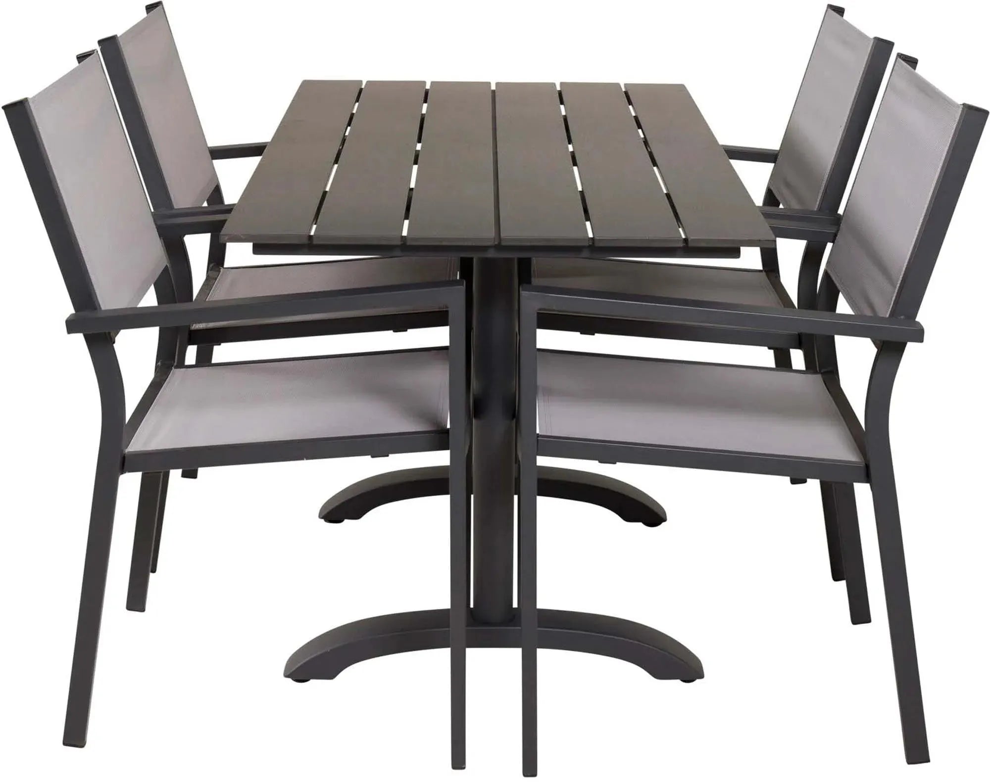 Stilvolles Denver Outdoor-Tischset mit 120cm Tisch und 4 Copacabana-Stühlen, ideal für Balkon, Terrasse oder Garten.
